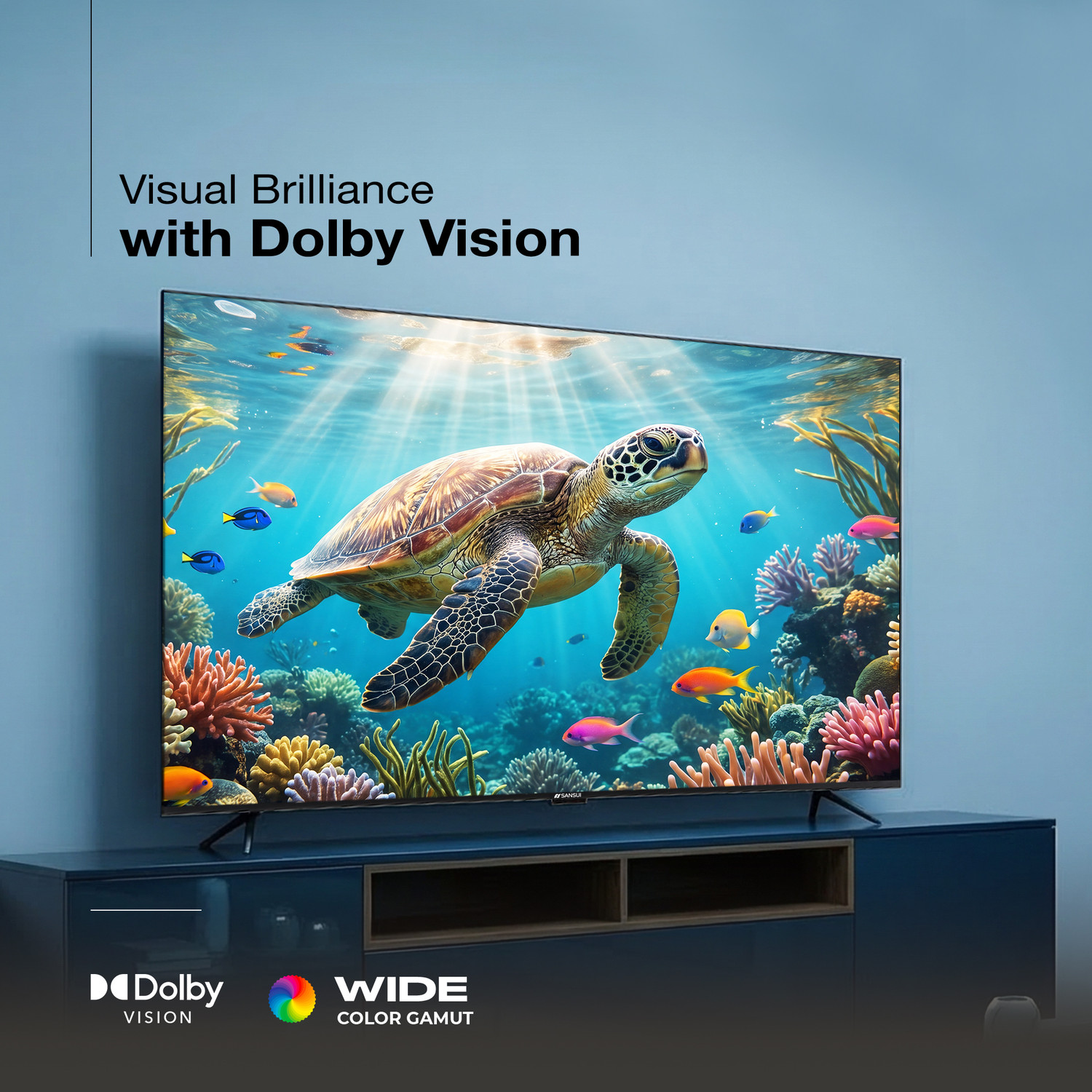 Image of Sansui 140 cm (55 inch) QLED Ultra HD (4K) Smart Google TV with Dolby Vision| HDR10+| Dolby Atmos| HSR 120Hz| MEMC| 30W Surround Sound| FloLED Panel