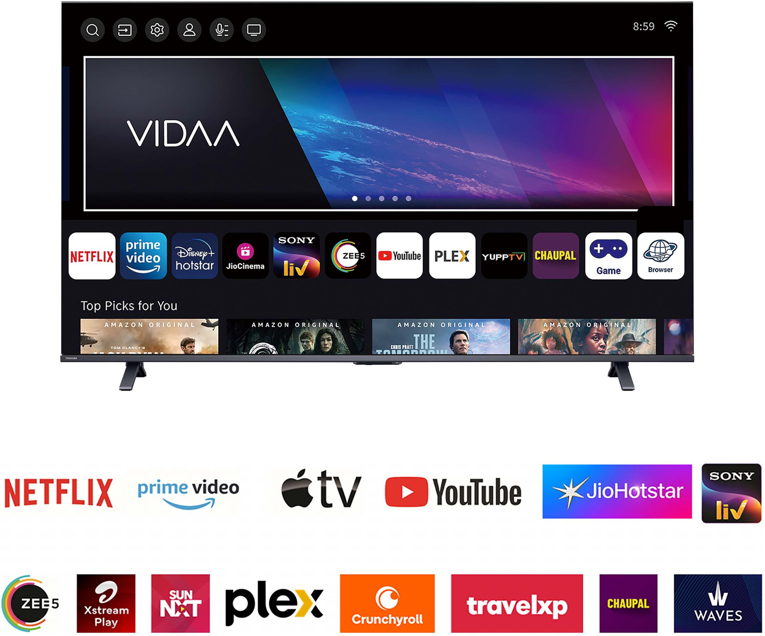 Image of TOSHIBA 50M450RP 125.5 cm (50 inch) QLED Ultra HD (4K) Smart VIDAA TV with Quantum Dot Color| Dolby Vision Atmos| 4K AI Upscalar