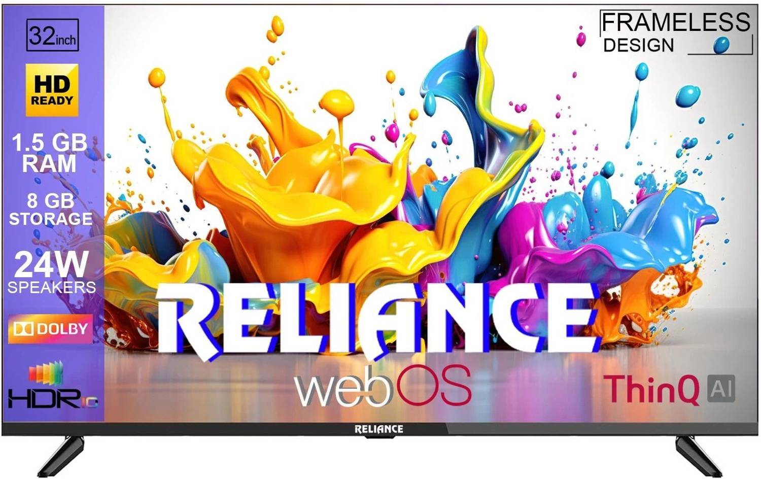 Reliance Jumbo 80 cm (32 inch) HD Ready LED Smart WebOS TV with ThinQ AI , Frameless Design & Magic Remote With 24 Watts Speaker price history chart and lowest price