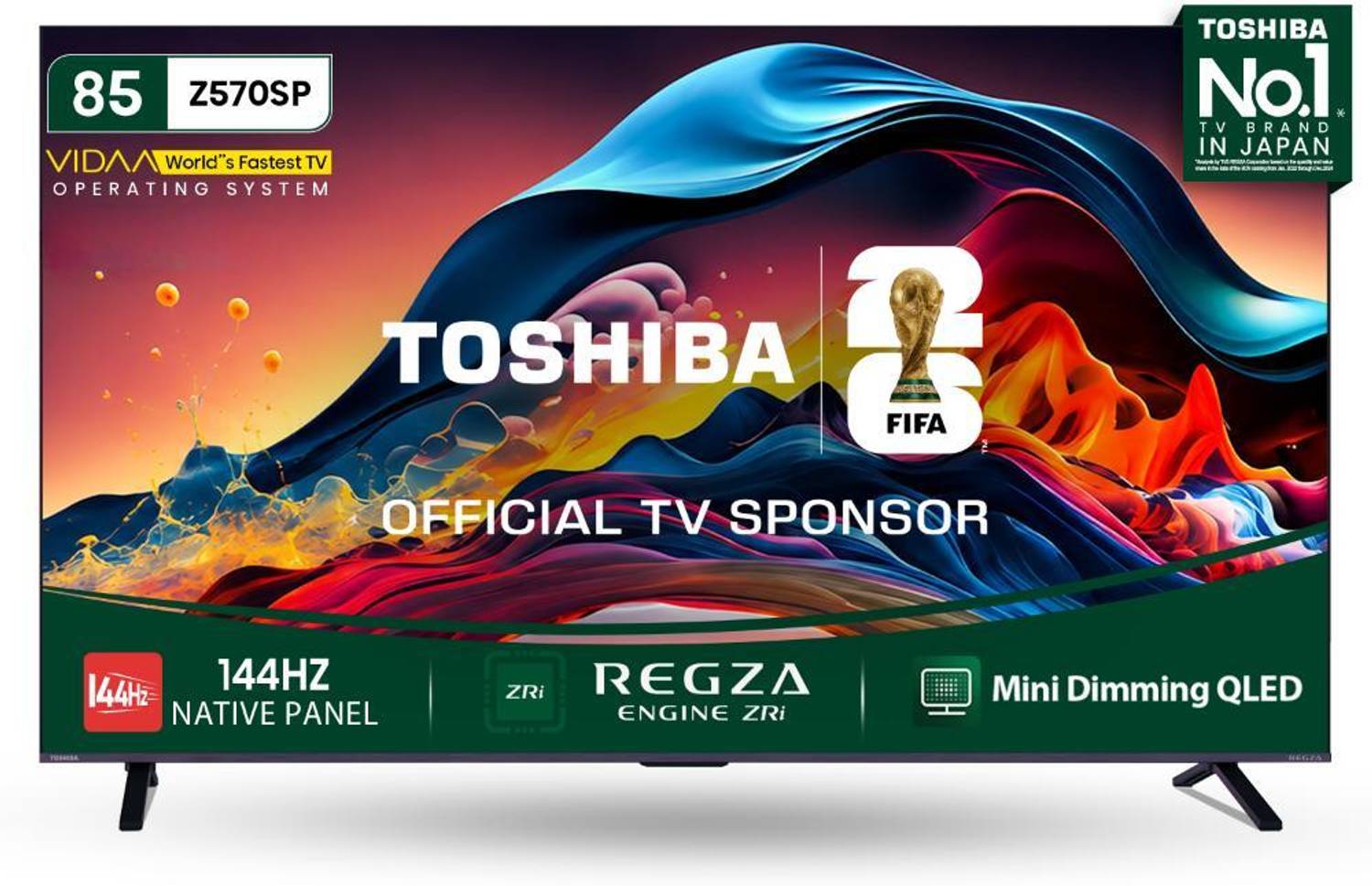 TOSHIBA Z570SP 215 cm (85 inch) QLED Ultra HD (4K) Smart VIDAA TV 2026 Edition with 144Hz Native Panel , Game Mode Pro , REGZA Engine ZRi , Dolby Vision-Atmos , AMD FreeSync Premium , REGZA Power Audio 48W (85Z570SP)