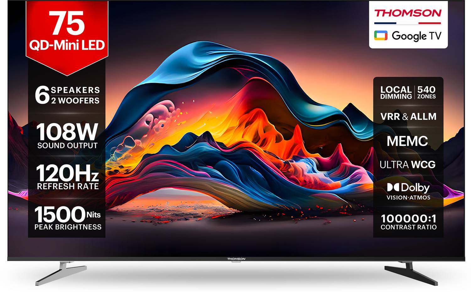 Thomson Masterclass Series 189 cm (75 inch) Ultra HD (4K) Mini LED Smart Google TV with |6 Speaker with 108 W Sound Output Powered by Blaupunkt | Inbuilt 2 Sub-Woofer with Magic Sound| Dolby Atmos | 540 Local Dimming Zones | 120 Hz HSR Refresh Rate | MEMC with ALLM & VRR | 1500 Nits Brightness | Dolby Vision, HDR 10, HLG |Contrast Ratio 100000:1 | Smart Eye Shield |Ultra WCG | price history chart and lowest price