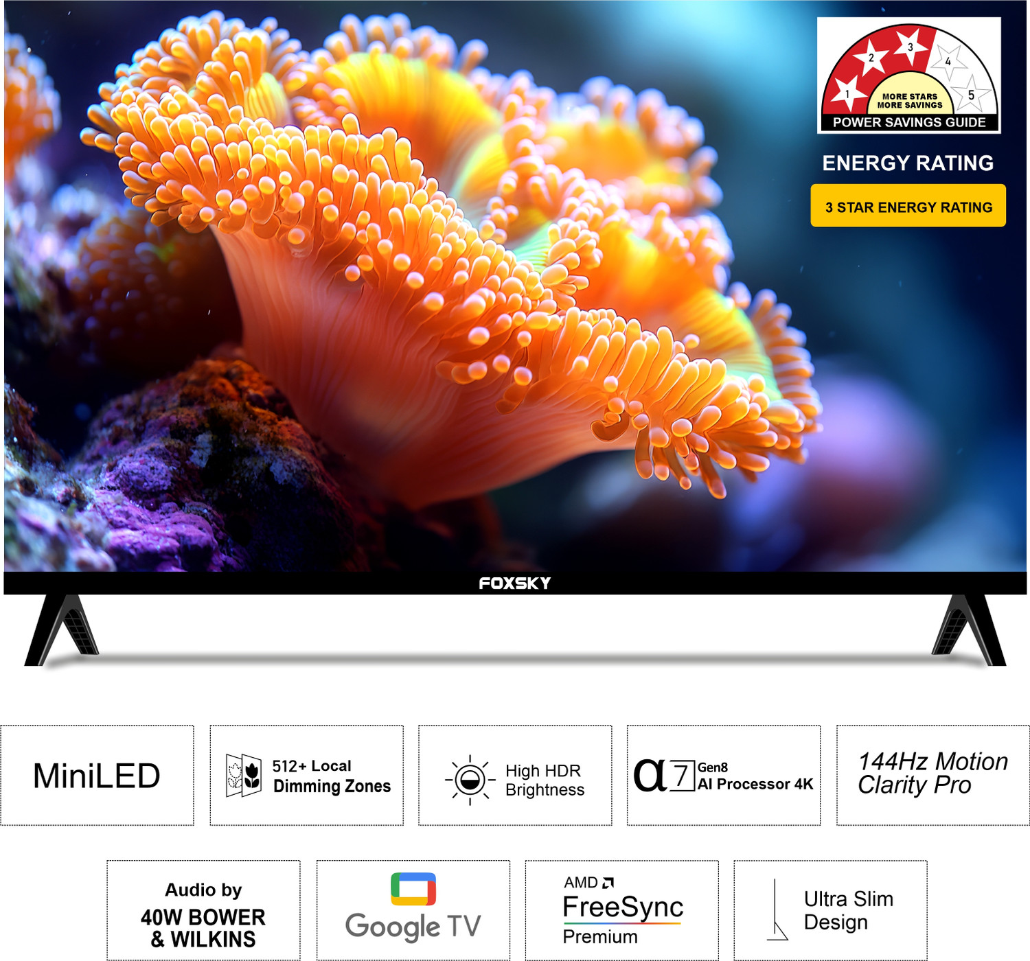 Image of Foxsky 127 cm (50 inch) Ultra HD (4K) Mini LED Smart WebOS TV 2026 Edition with 2.1CH Audio System Tuned by 40W, Native 144 Refresh Rate, Dolby Vision Atmos