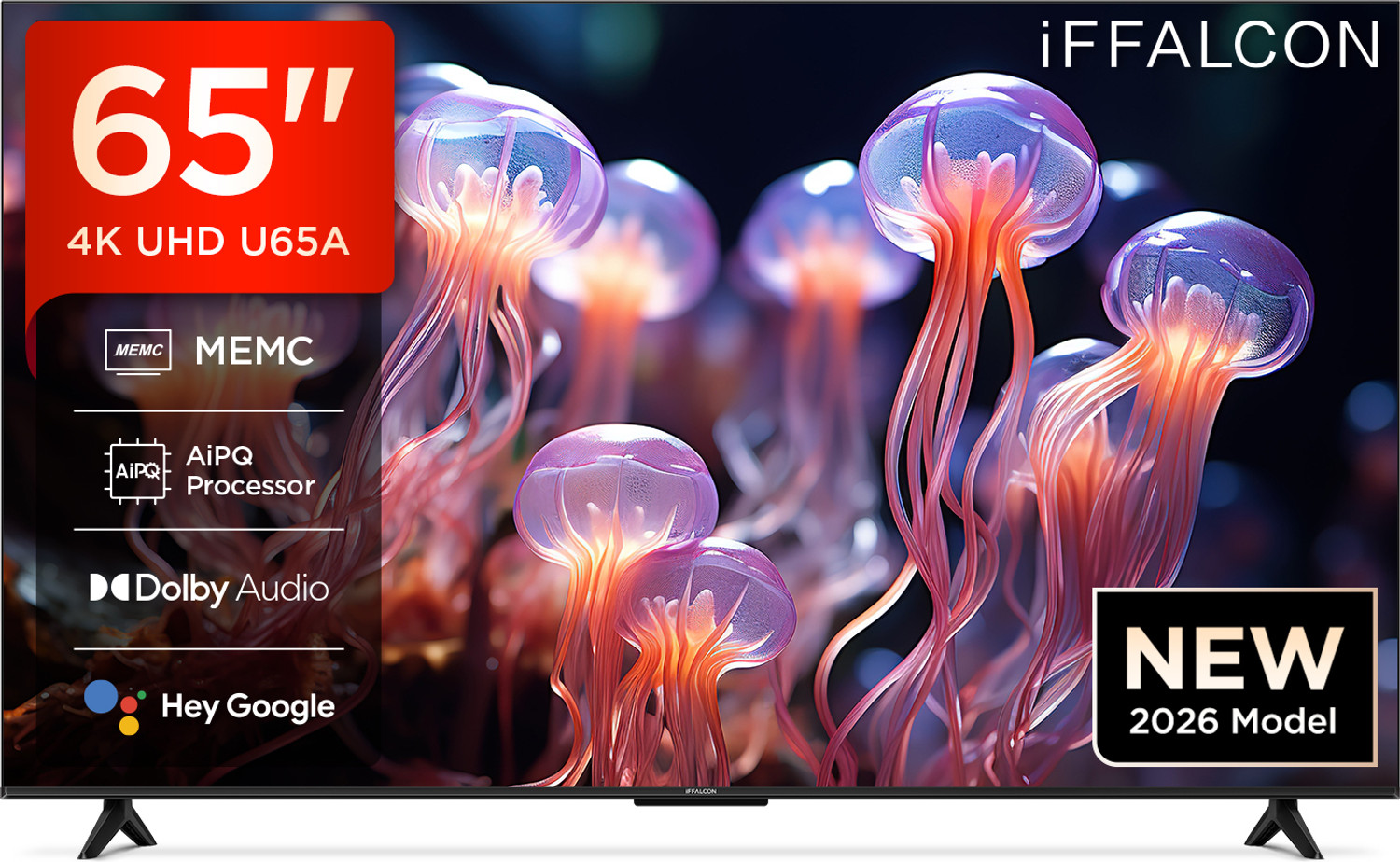 Image of iFFALCON U65A 164 cm (65 inch) Ultra HD (4K) LED Smart Google TV 2026 Edition with MEMC Dolby Vision-Atmos AiPQ Processor Game Master HDMI 2.1 Metallic Bezel-Less