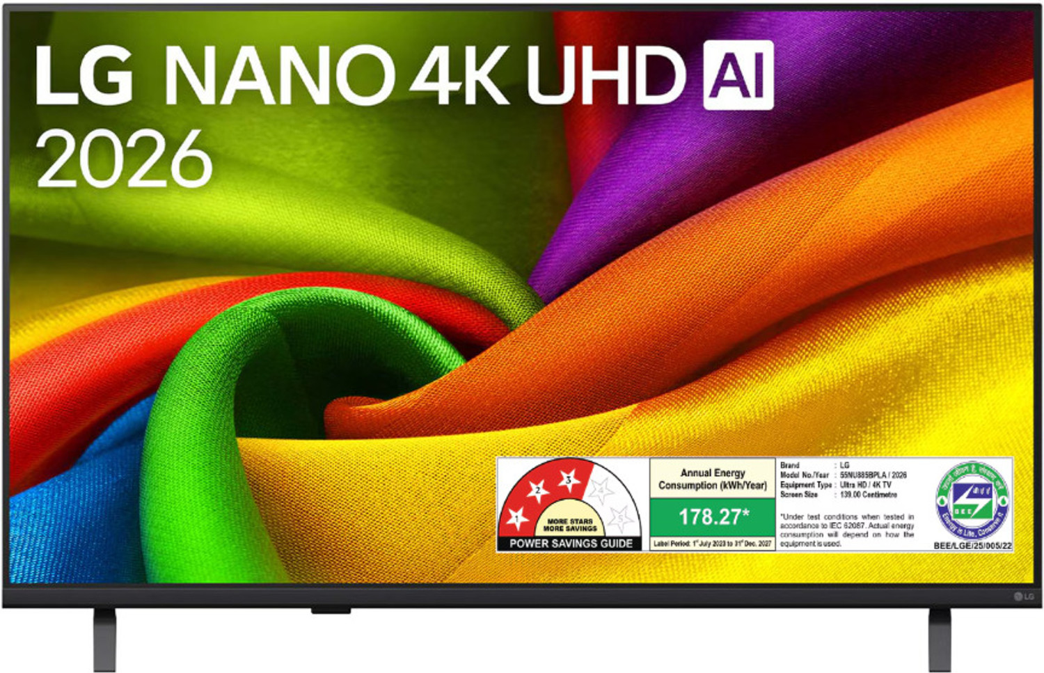 Image of LG 139 cm (55 inch) Ultra HD (4K) NanoCell Smart WebOS TV with NANO 4K AI UHD TV with α7 AI Processor 4K Gen9, with HDR10 Pro 2026