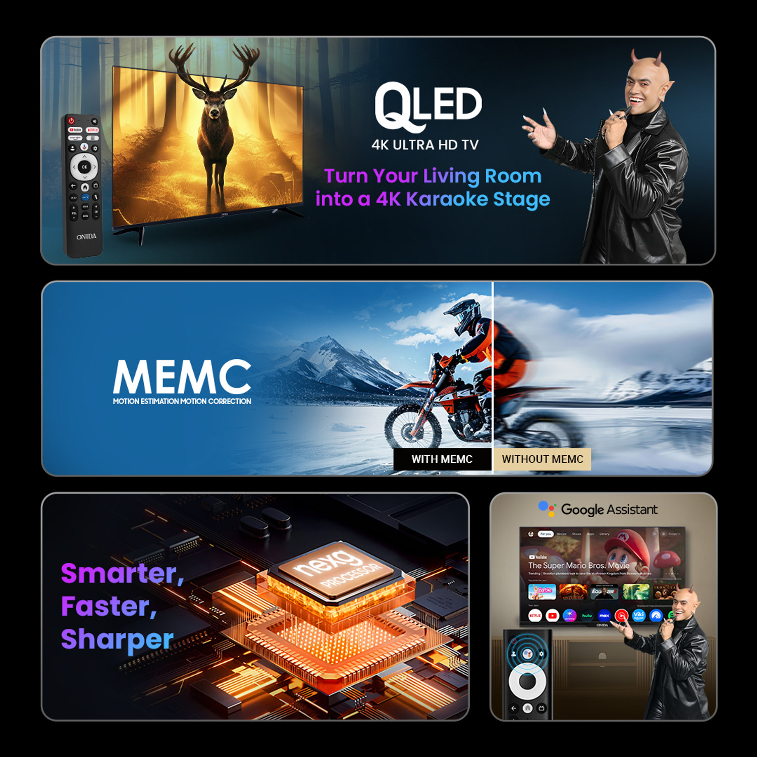 Image of ONIDA Karaoke Series 126 cm (50 inch) QLED Ultra HD (4K) Smart Google TV 2025 Edition with Google 5.0, MEMC