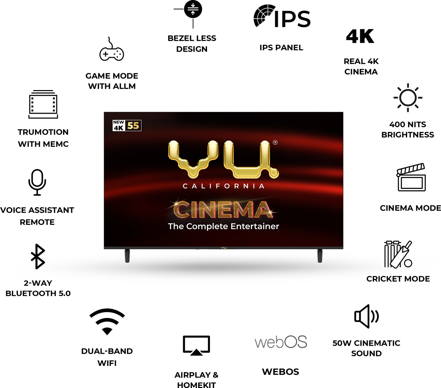 Image of Vu Cinema 139 cm (55 inch) Ultra HD (4K) LED Smart WebOS TV