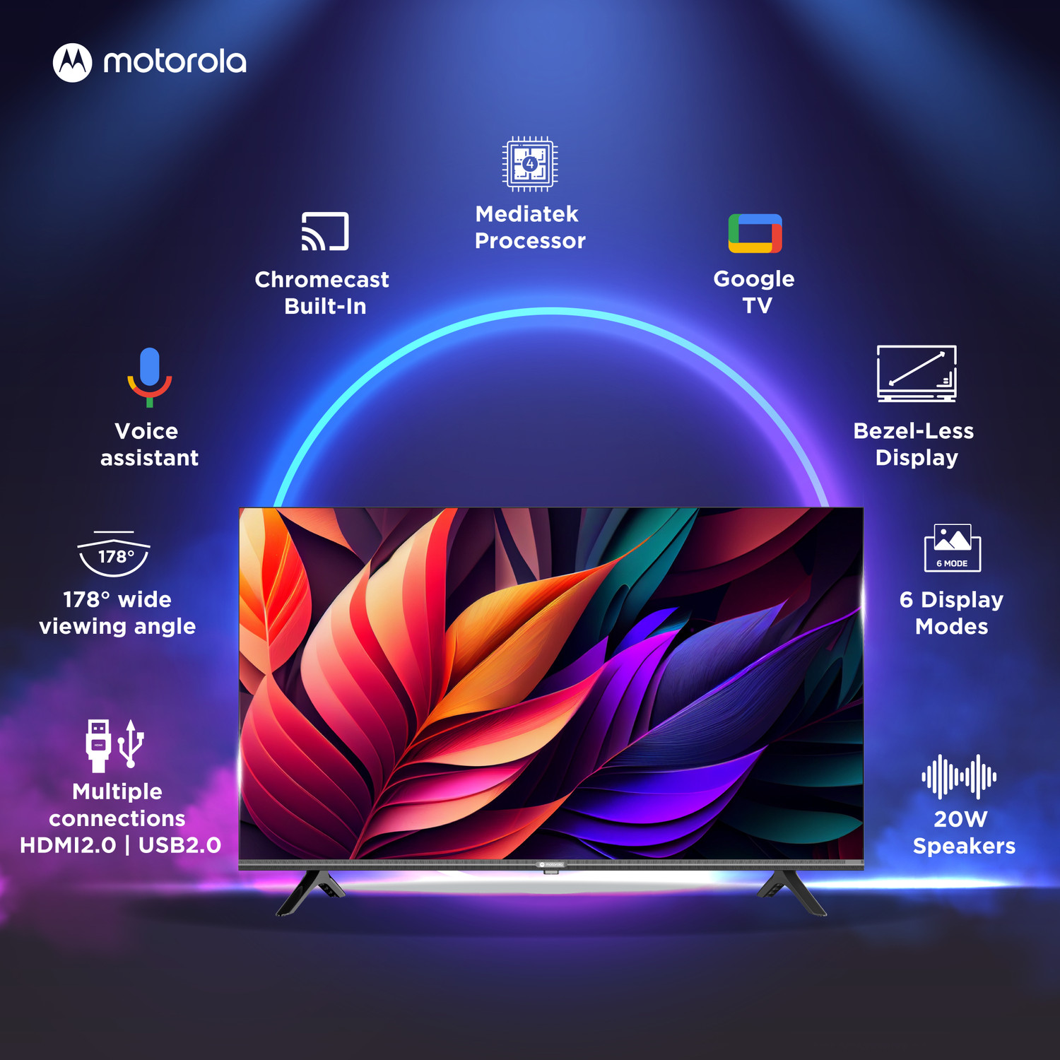 Image of MOTOROLA EnvisionX 109 cm (43 inch) Ultra HD (4K) LED Smart Google TV with Inbuilt Box Speakers
