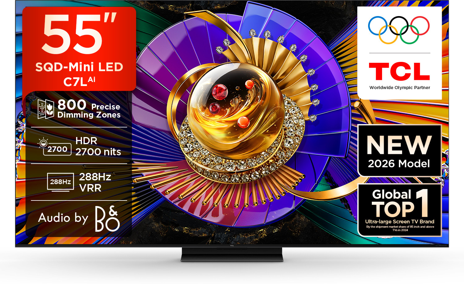 Image of TCL C7L 139 cm (55 inch) Ultra HD (4K) Mini LED Smart Google TV 2026 Edition with Audio by Bang & Olufsen Hi-End Speakers 800 Precise Dimming Zones Up to HDR 2700 nits HVA 2.0 Panel with Up to 100% BT & Premium Gaming Experience SQD-Mini LED