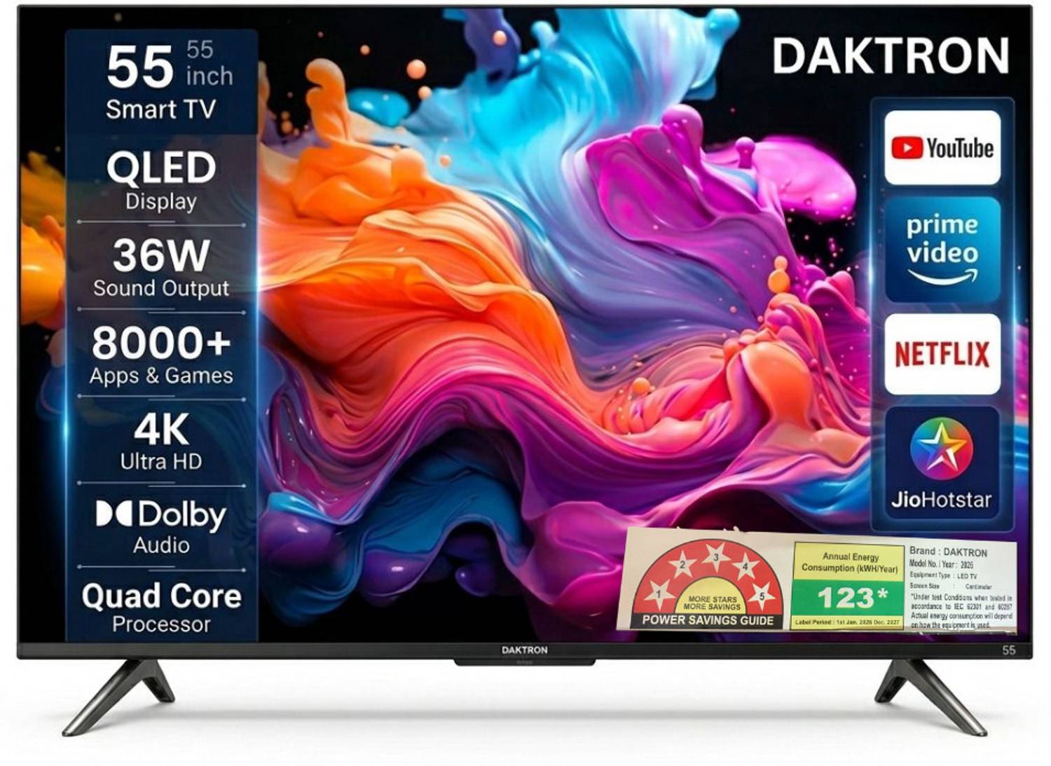 DAKTRON 55 INCH 140 cm (55 inch) Full HD LED Smart Android TV 2026 Edition with 55-inch TV in India typically ranges from budget Full HD to premium 4K QLED with smart features price history chart and lowest price