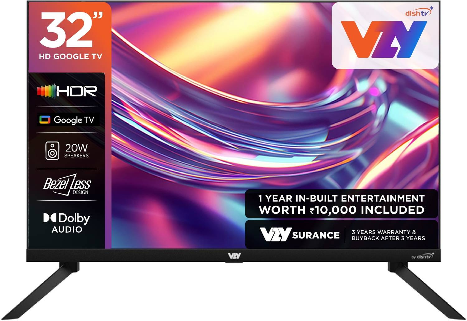 VZY by DishTV 80 cm (32 inch) Full HD LED Smart Google TV with