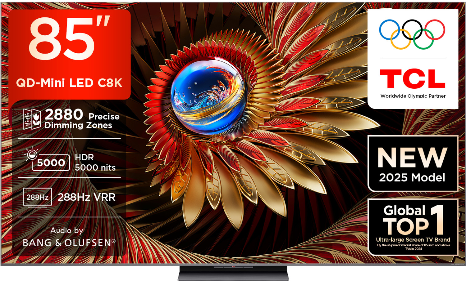 Image of TCL C8K 215 cm (85 inch) Ultra HD (4K) Mini LED Smart Google TV with Precise Dimming Series Up to 2880 Zones | 5000 Nits Peak Brightness | Dolby Vision IQ| TSR AiPQ Pro Processor | 288 Hz VRR | AMD Free Sync Premium Pro | Audio by Bang & Olufsen | Hi-End Speakers | IMAX Enhanced
