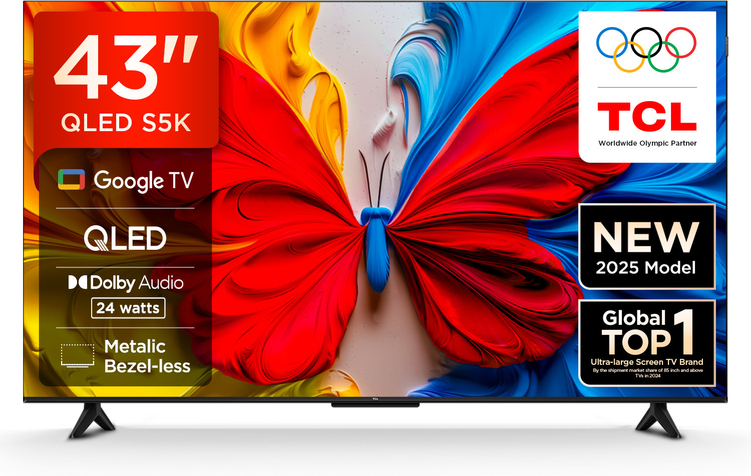 Image of TCL S5K 108 cm (43 inch) QLED Full HD Smart Google TV with 100% Color Volume Plus , 28W Dolby Audio , Google Assitant , Chromecast built-in , Metallic Bezel-less , Slim Design