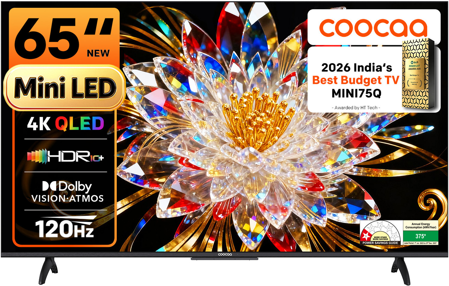 Image of Coocaa 164 cm (65 inch) Ultra HD (4K) Mini LED Smart Google TV 2025 Edition with Local Dimming -2025 Edition | Dolby Vision & Dolby Atmos | HDR 10+ | Filmmaker Mode | 120Hz Game Accelerator | ALLM & MEMC | Wide Colour Gamut | 36W Sound | 32 GB Storage