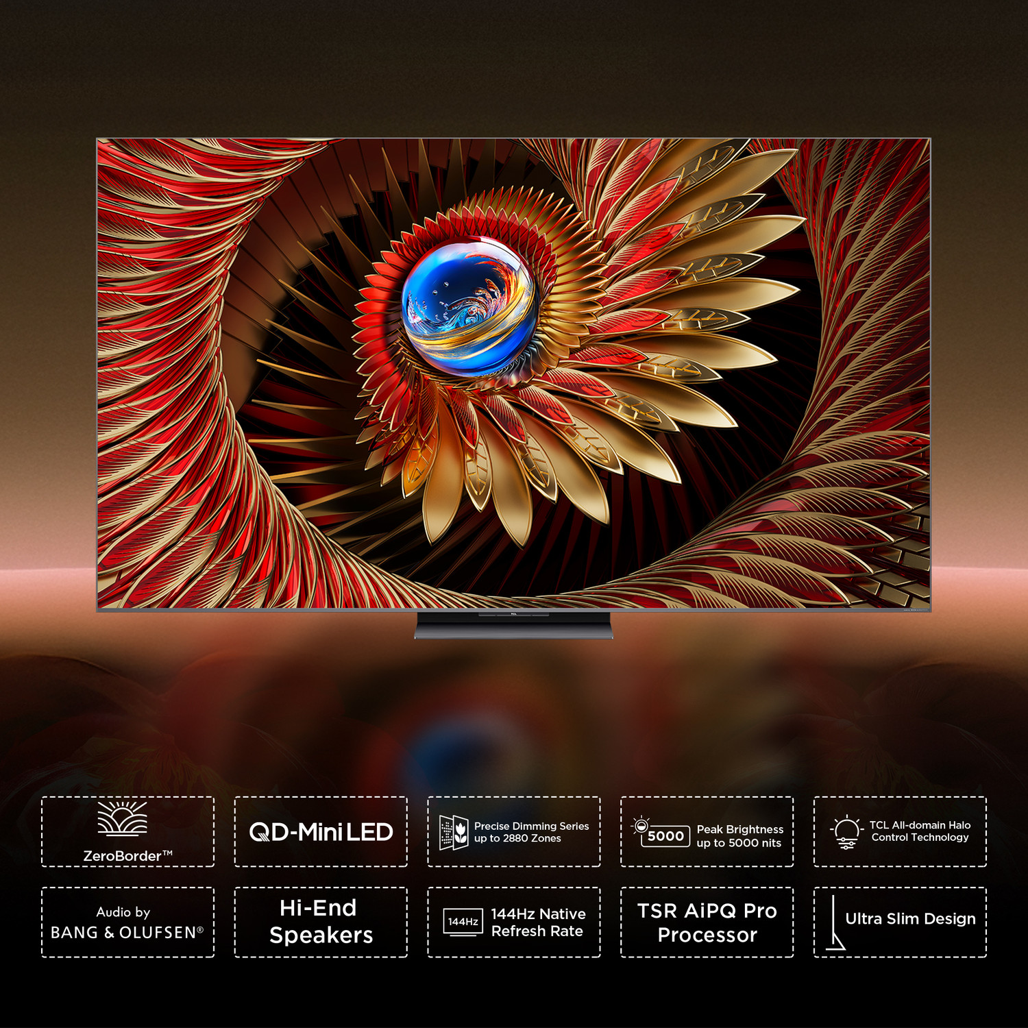 Image of TCL C8K 215 cm (85 inch) Ultra HD (4K) Mini LED Smart Google TV with Precise Dimming Series Up to 2880 Zones | 5000 Nits Peak Brightness | Dolby Vision IQ| TSR AiPQ Pro Processor | 288 Hz VRR | AMD Free Sync Premium Pro | Audio by Bang & Olufsen | Hi-End Speakers | IMAX Enhanced