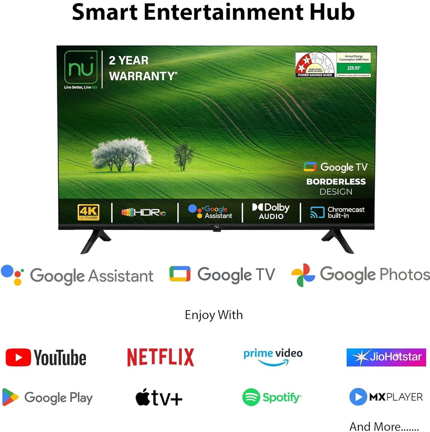 Image of NU 80 cm (32 inch) QLED HD Ready Smart Google TV with Mount