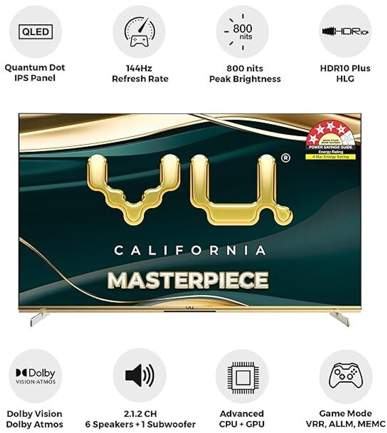 Image of Vu 2025 Frame Series 164 cm (65 inch) QLED Ultra HD (4K) Smart Google TV with 124 Watts Sound | 800 Nits Brightness| 3 Years Warranty