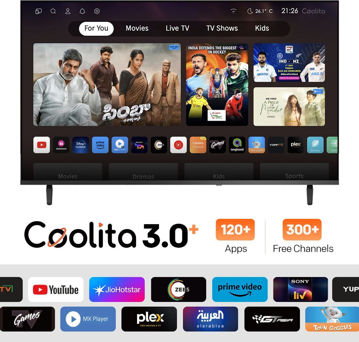 Image of Coocaa S4U Plus 108 cm (43 inch) Full HD LED Smart Coolita TV with Dolby Audio| Narrow Frame Design| Eye Care Technology| 300+ Live Channels| Voice Control by Coolink App