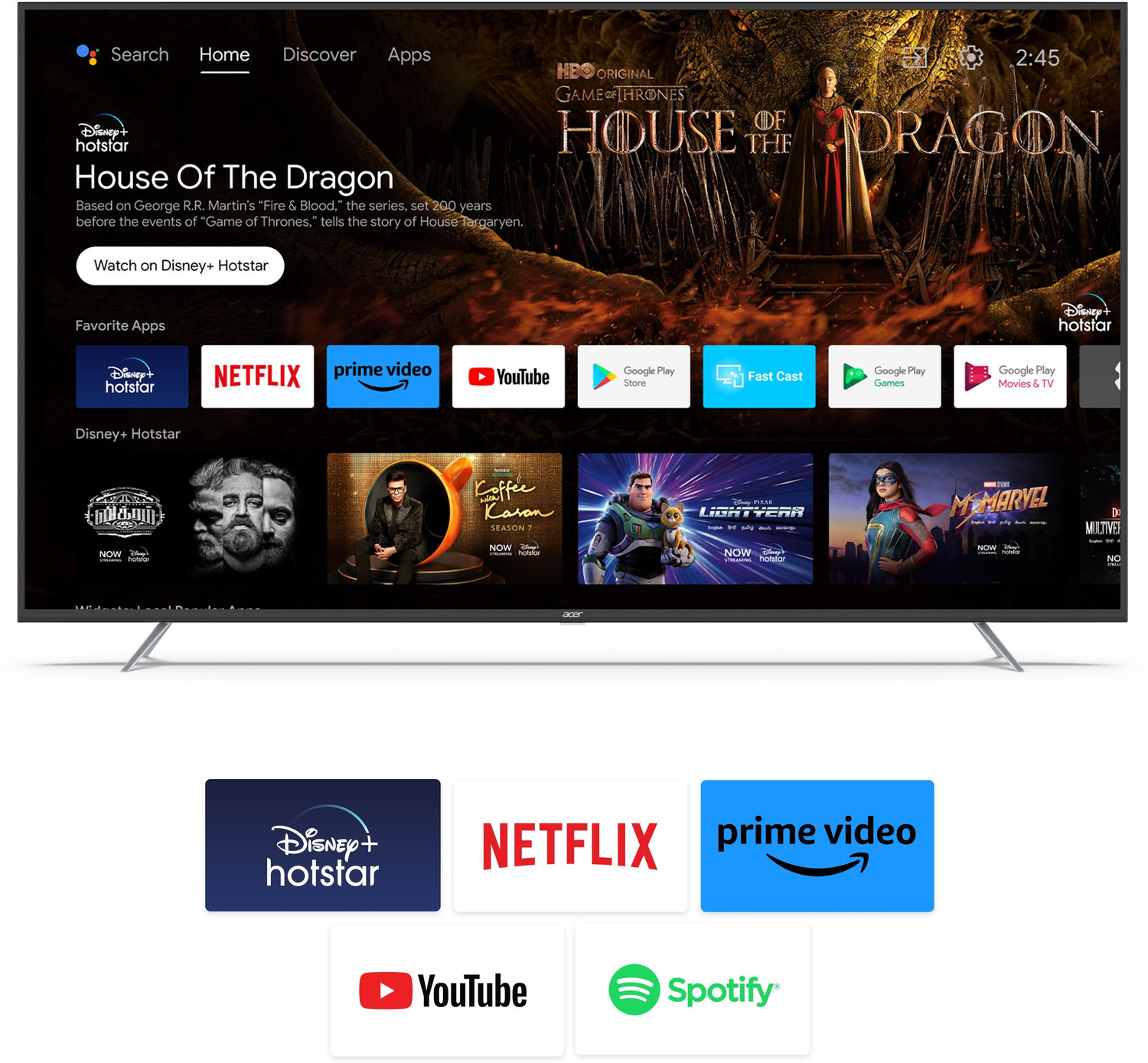 Image of Acer XL Series 178 cm (70 inch) Ultra HD (4K) LED Smart Android TV with Android 11, 24W Dolby Audio, MEMC