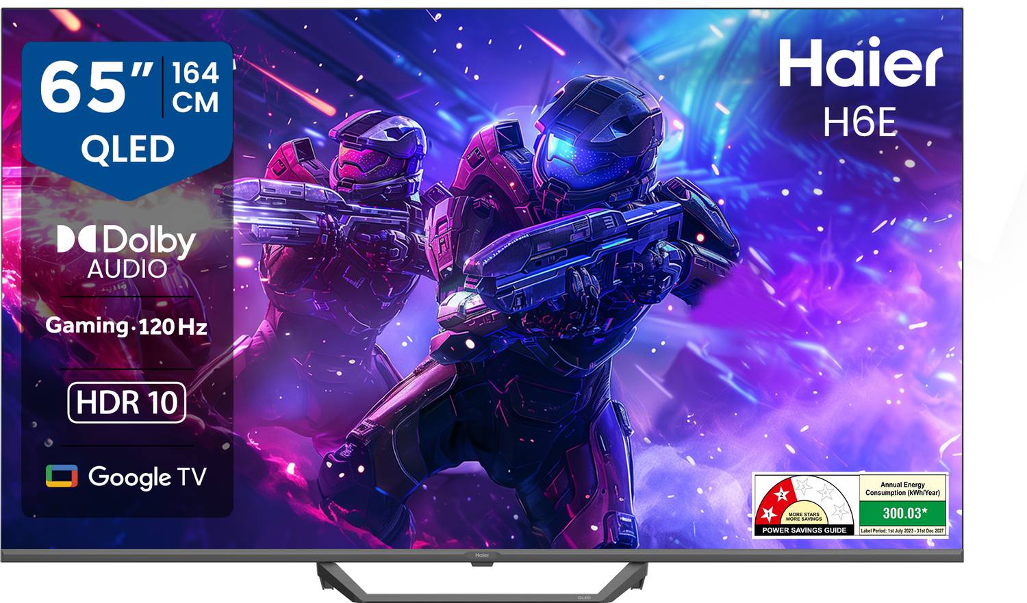 Haier H6E 164 cm (65 inch) QLED Ultra HD (4K) Smart Google TV wit