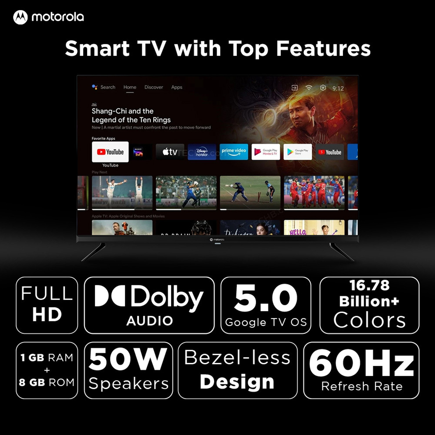 Image of MOTOROLA 109 cm (43 inch) QLED Full HD Smart Google TV 2026 Edition