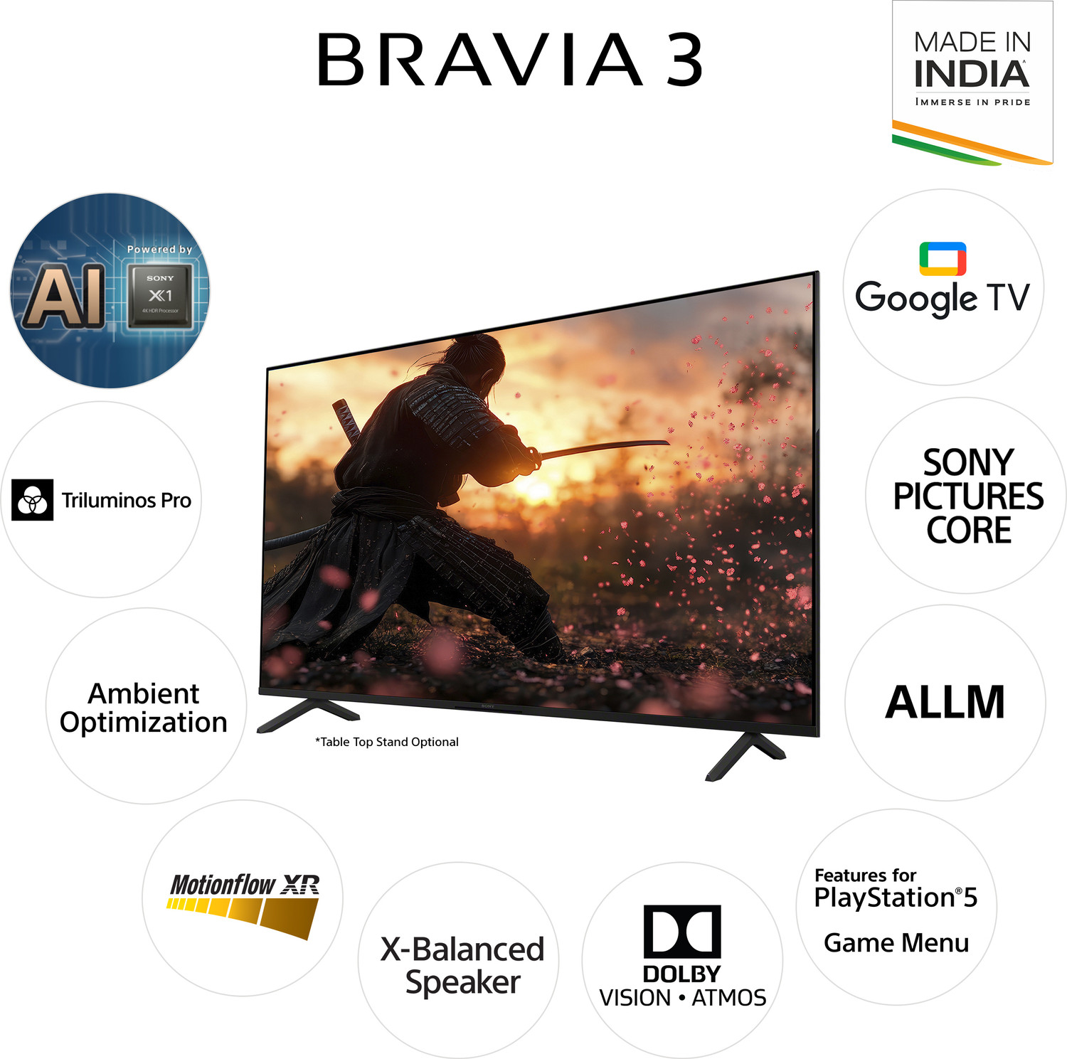 Image of SONY Bravia 3 163.9 cm (65 inch) Ultra HD (4K) LED Smart Google TV with Dolby Vision| Dolby Atmos | Feature for Playstation 5