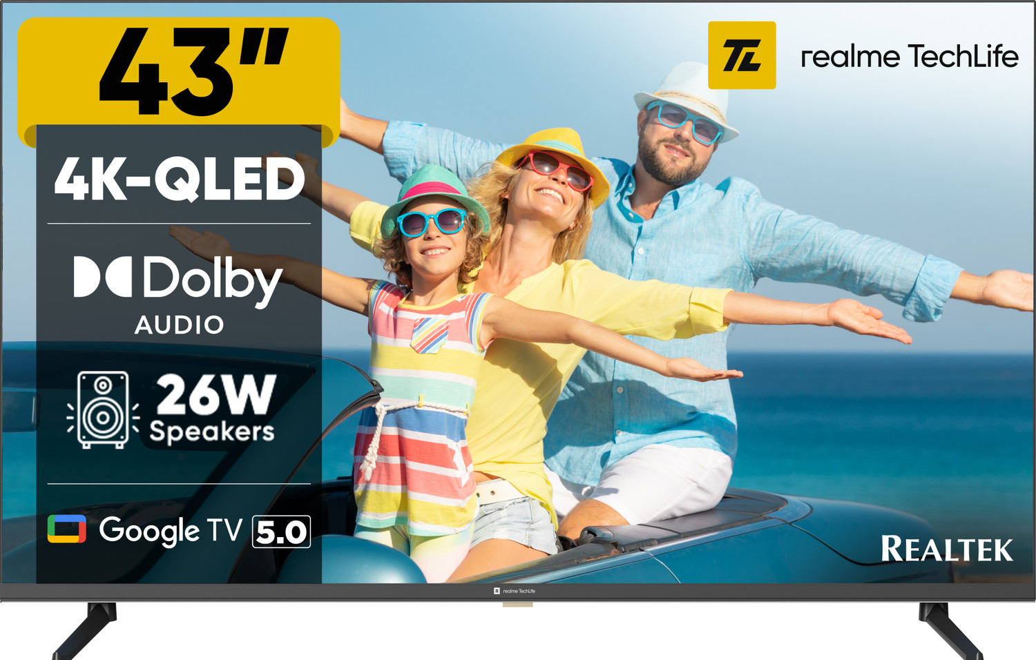 Image of realme TechLife 108 cm (43 inch) QLED Ultra HD (4K) Smart Google TV 2026 Edition
