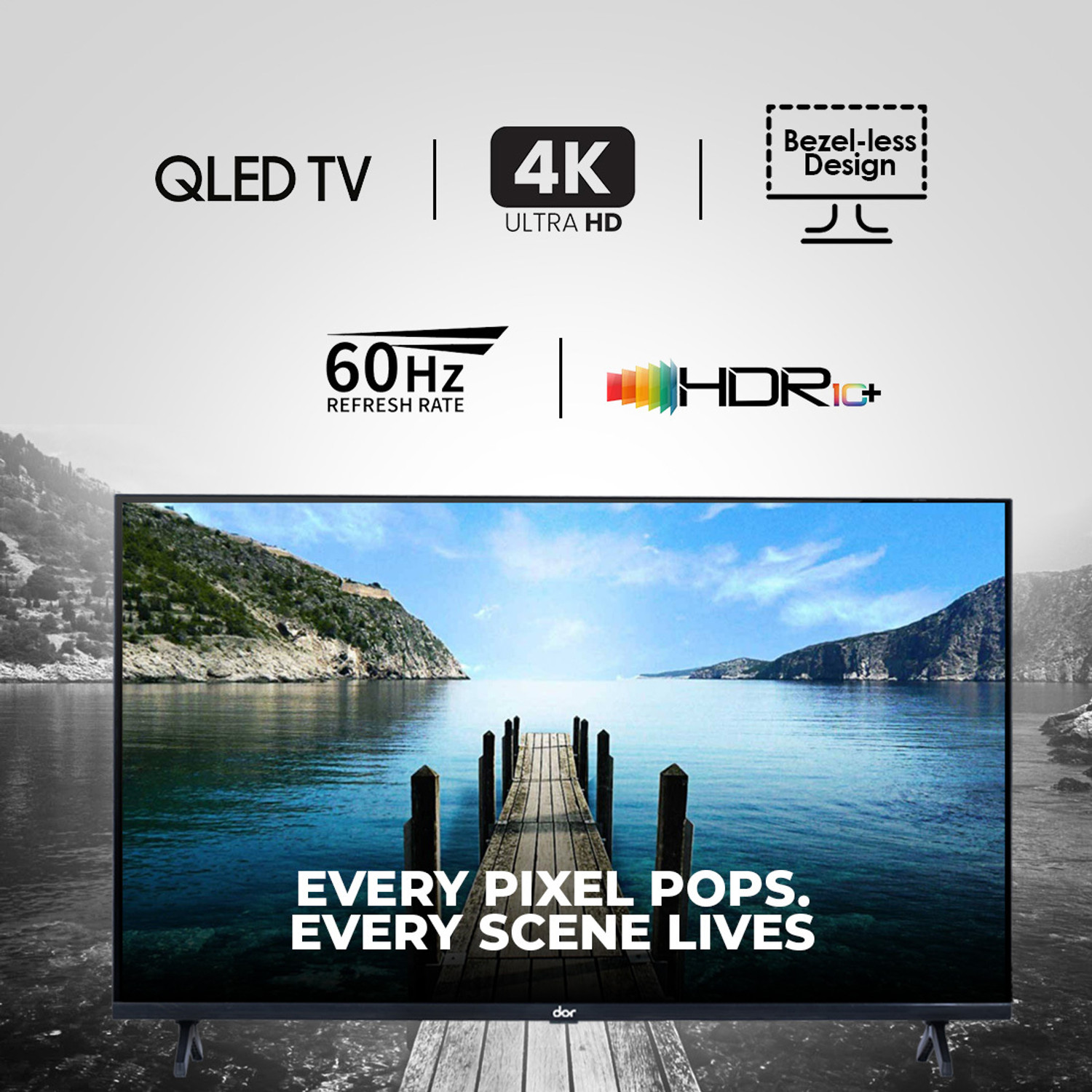 Image of Dor 109 cm (43 inch) QLED Ultra HD (4K) Smart Dor OS TV with 24+ OTT Apps including Prime Video / JioHotstar / Zee5 & more, 300+ TV Channels, Dolby Audio