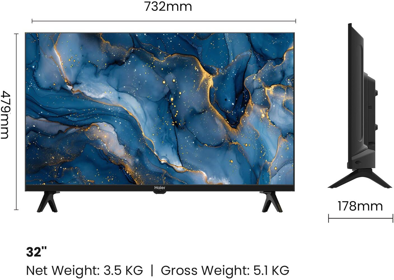 Image of Haier 80 cm (32 inch) HD Ready LED Smart Linux TV with OTT CHANELS