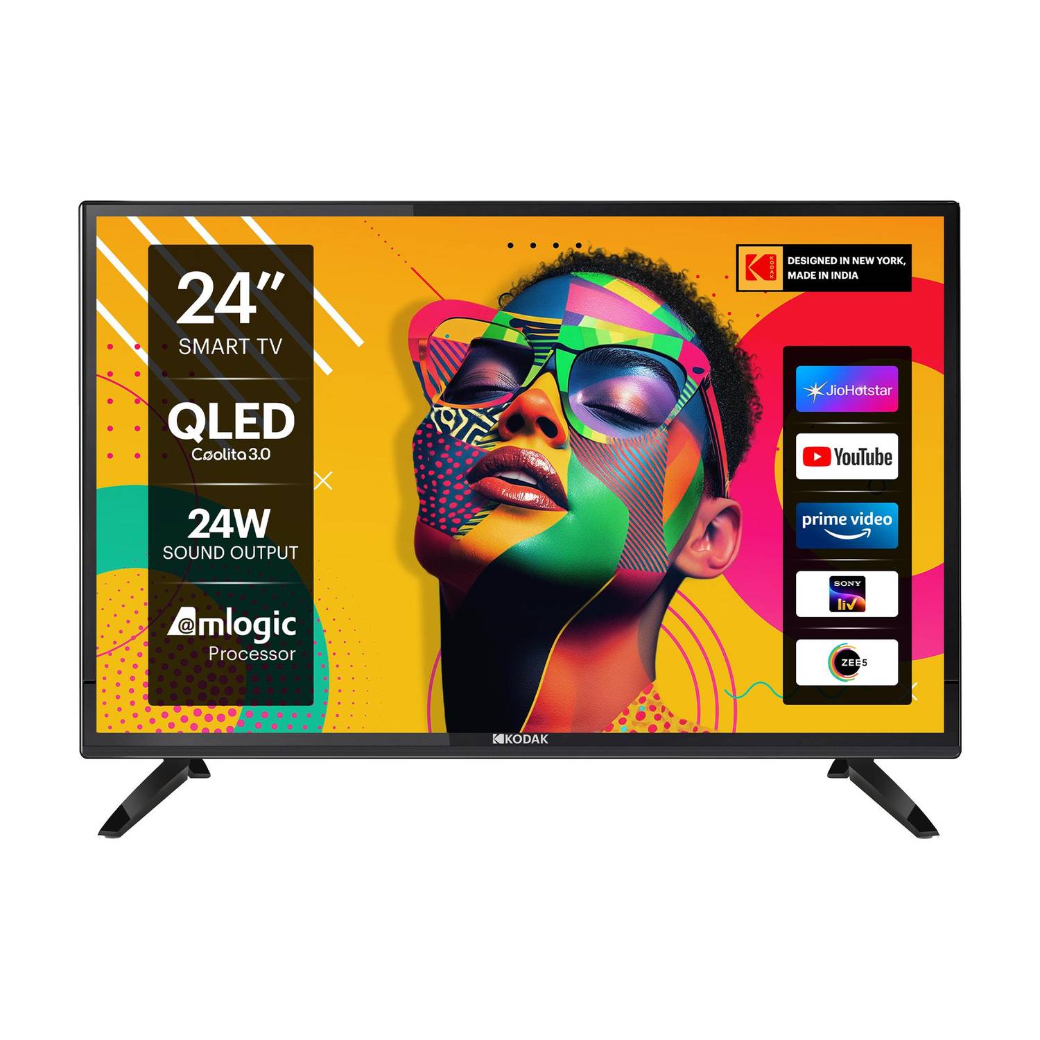 KODAK QLED SE 60 cm (24 inch) QLED HD Ready Smart Linux TV with 24 W Sound output | 2 Speakers | 300 Nits Brightness | Surround Sound | Web Browser | Sports Mode | Thin Bezel