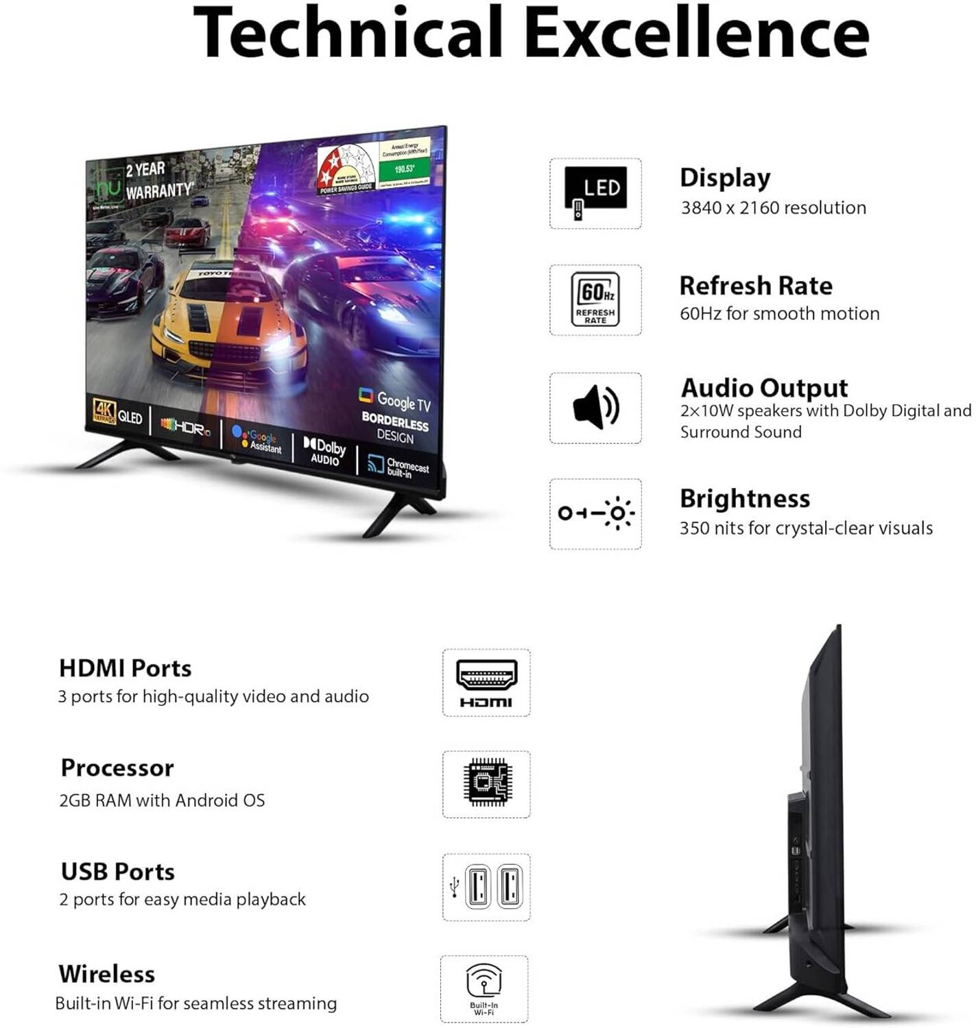 NU 80 cm (32 inch) HD Ready LED Smart Google TV with Mount Online