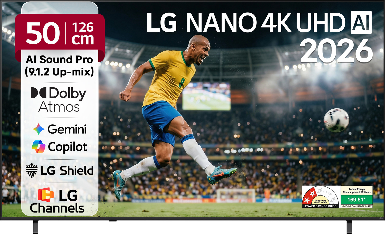 Image of LG AI NANO NU87 126 cm (50 inch) Ultra HD (4K) LED Smart WebOS TV 2026 Edition with NANO Detail Enhancer, HDR10 Pro, 4K Super Upscaling Alpha7 AI Processor 4K Gen9, Dolby Atmos, AI Sound Pro (9.1.2 ch), Multi AI (Google Gemini & MS Copilot), Linear Flow Design, 60Hz VRR, 5 Years OS upgrade, Secured by LG Shield, LG Channels