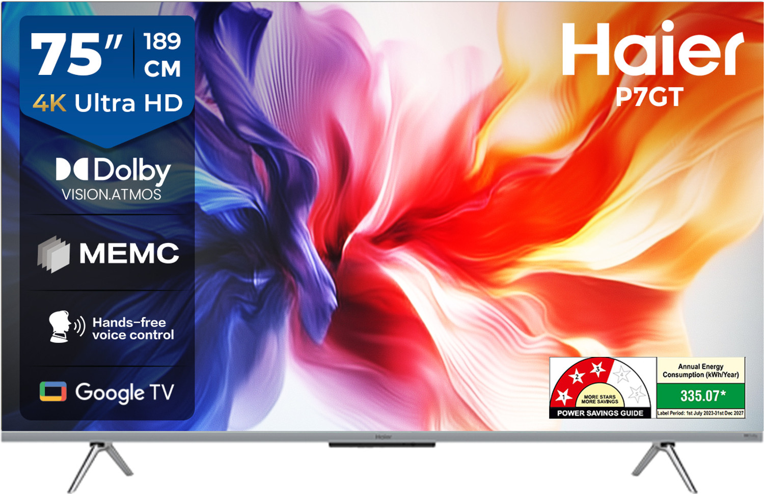 Image of Haier P7GT 189 cm (75 inch) Ultra HD (4K) LED Smart Google TV with Dolby Vision . Atmos | Hands Free Voice control |Gaming 120Hz