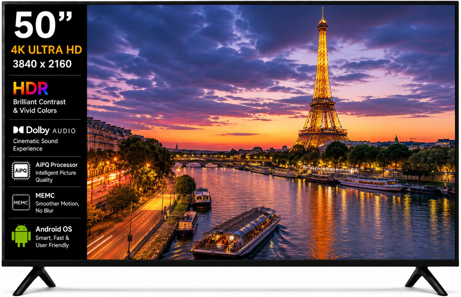 Image of jinis Android Series 127 cm (50 inch) QLED Ultra HD (4K) Smart Android TV 2026 Edition with 4K Ultra HD | HDR | Dolby Audio | AiPQ Processor | MEMC | Android OS
