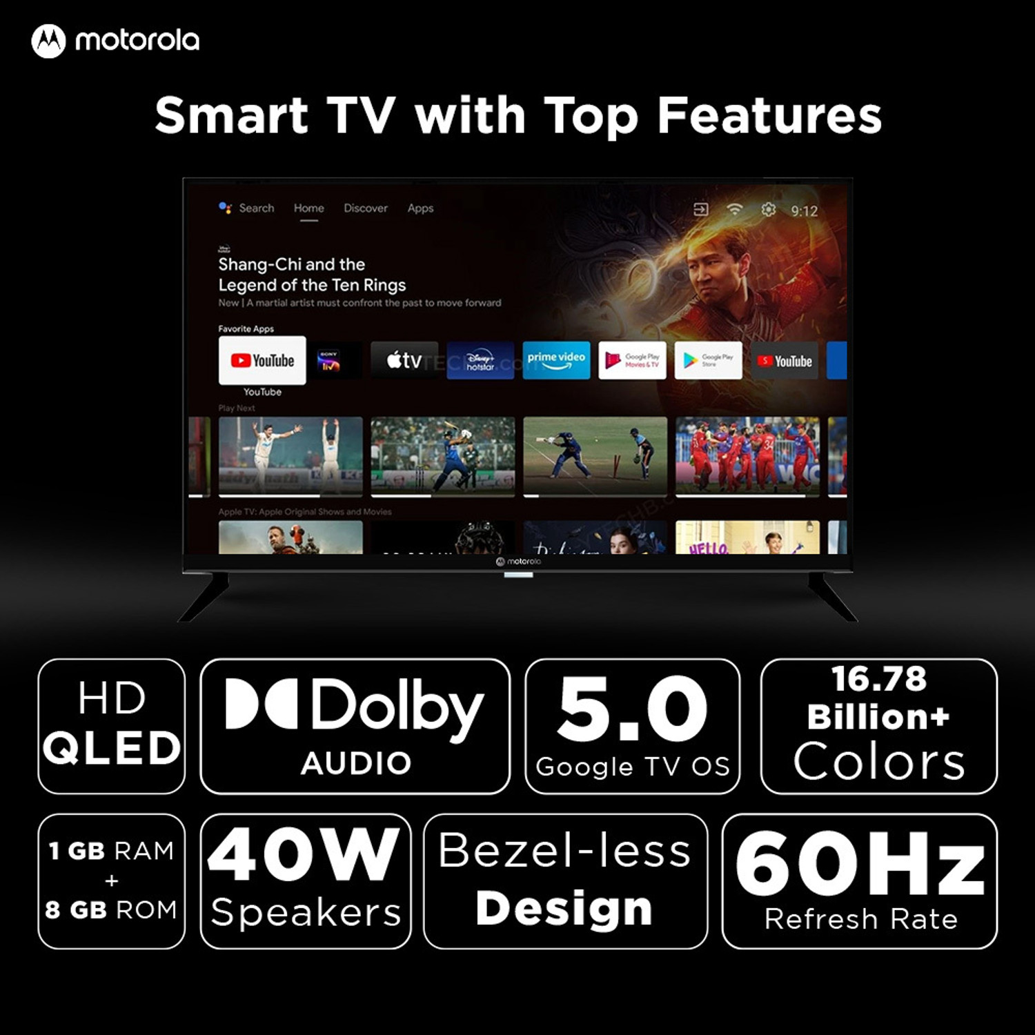 Image of MOTOROLA 80 cm (32 inch) QLED HD Ready Smart Google TV 2026 Edition