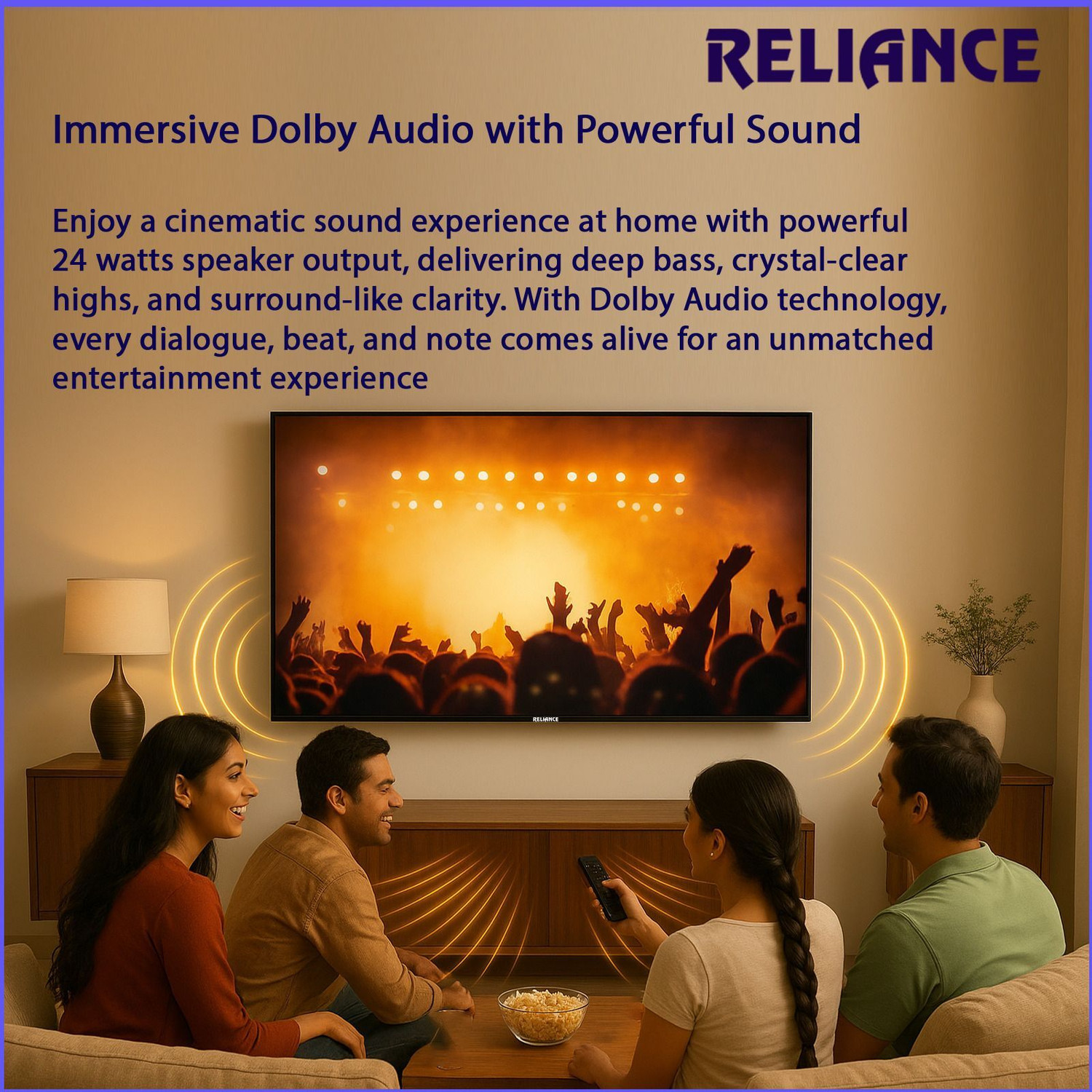 Image of Reliance 80 cm (32 inch) HD Ready LED Smart Android TV 2025 Edition with 24 W Front Boom Speakers | 1000+ Smart Apps | Mobile Screen Connect | Wifi | Games