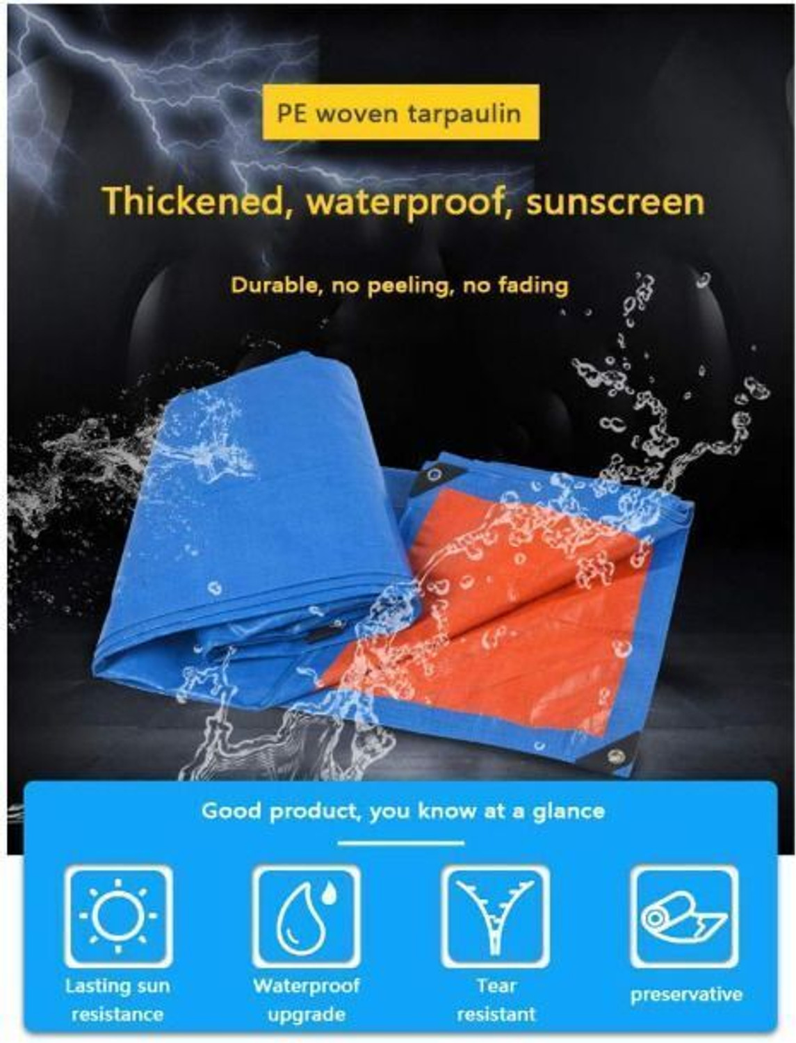 Image of TENTHOUSE NEW TARPAULINE SHEET Tent - For FOR WATERPROOF, CONSTRUCTION USE, 9 FEET X 12 FEET 200GSM TADPARI