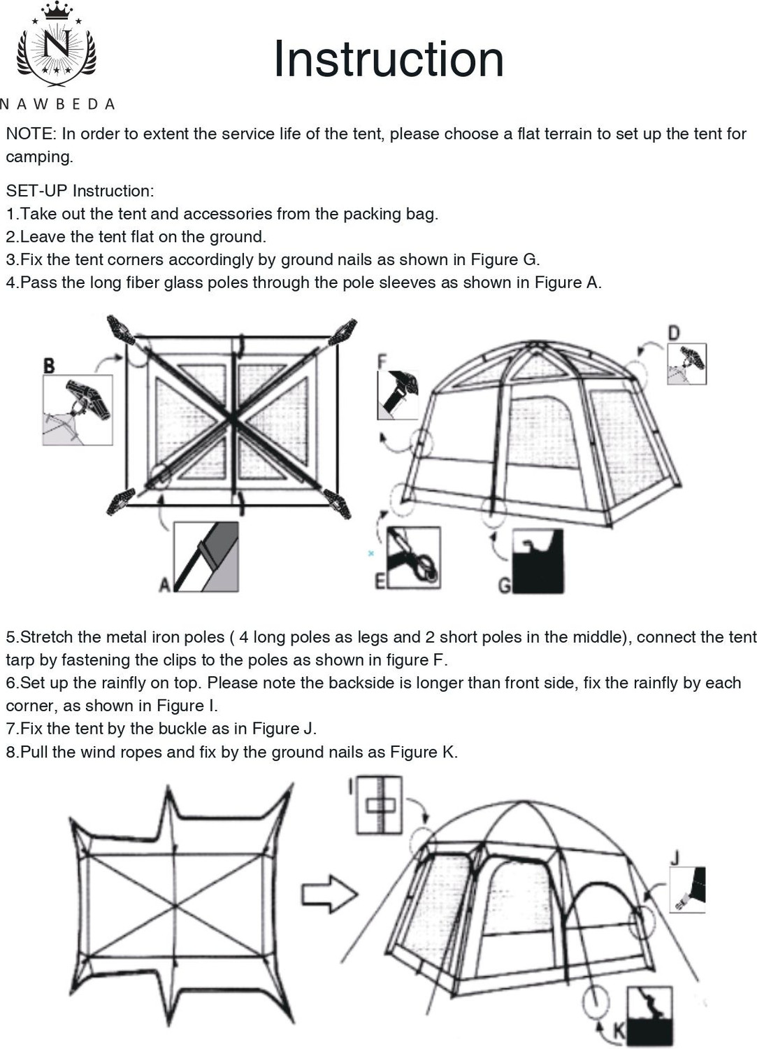 Image of Nawbeda Amazing Best Quality Outdoor Family Tent 5-6 Person Comfortable Dome Tent - For Camping and hiking, Trekking, Outdoor, Garden, Camp, Big Size Tent, 150D Oxford Fabric