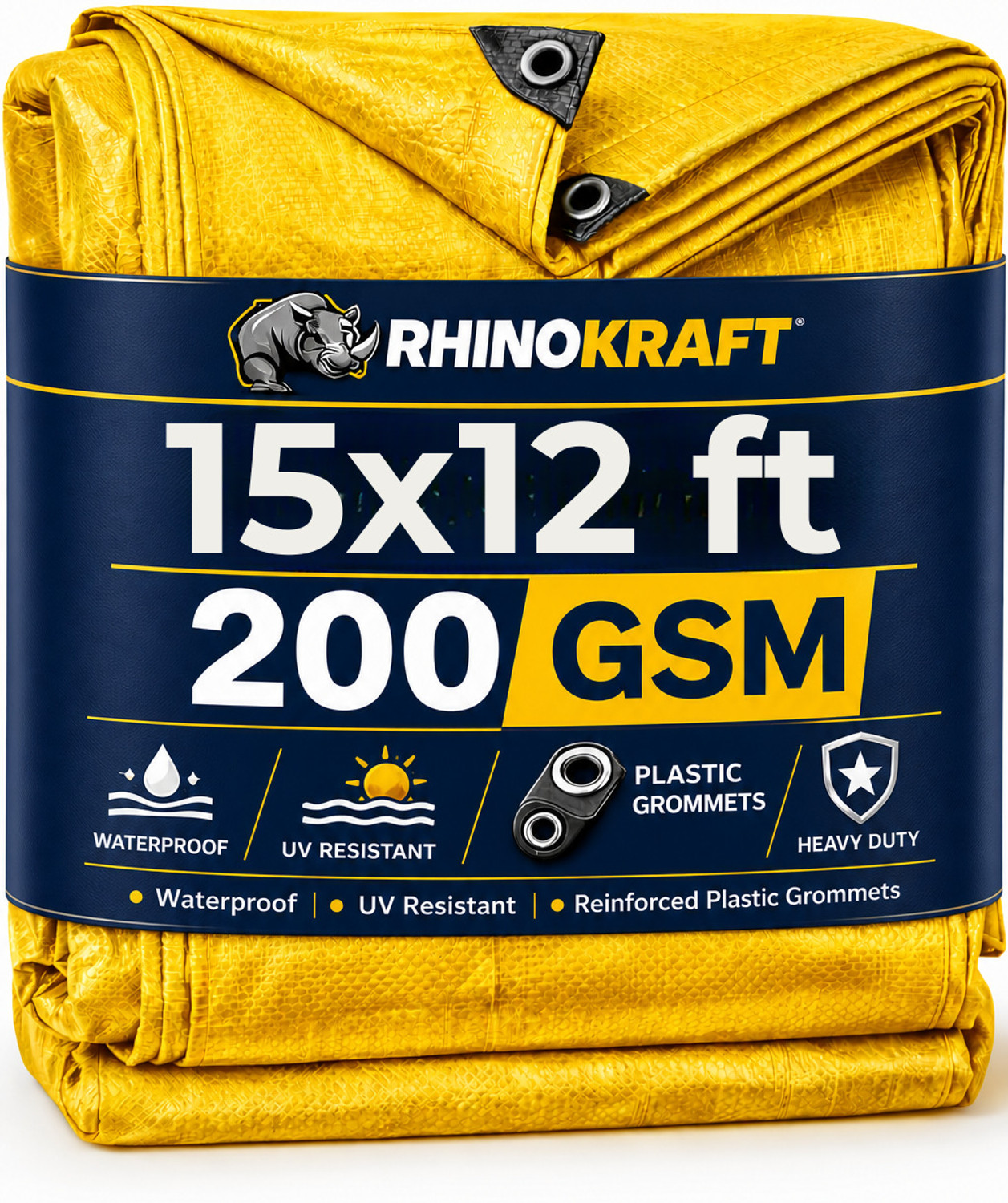 Image of RHINOKraft 15ft x 12ft, 200 GSM | Water Proof Tarpaulin Sheet | Preimium qualit Tent - For Camping, Construction Sites, Transportation Covers, Temporary Shelters