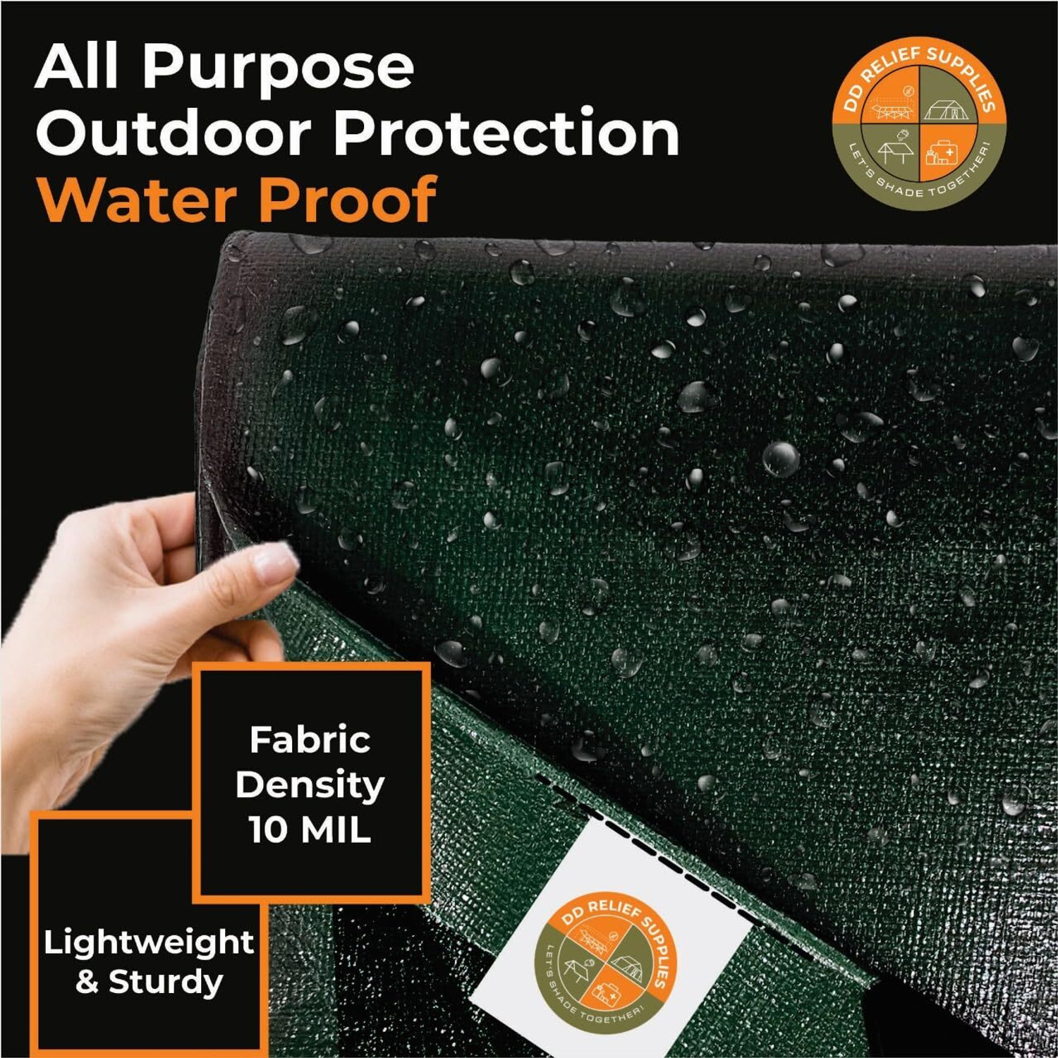 Image of DDRS 12X18 150 GSM Outdoor Tarpaulin for Camping, Canopy, Trailer Tent - For Outdoor, Construction, Camping, Truck Cover, Roof Cover, Garden