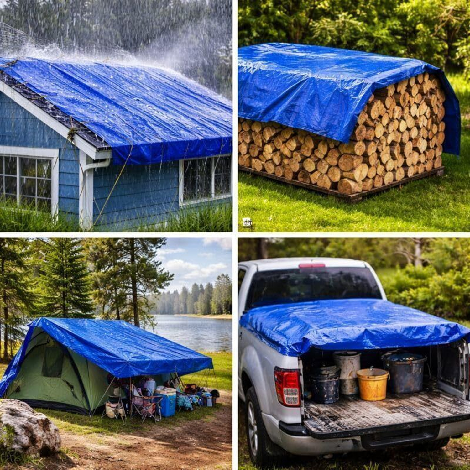 Image of DALUNAR TARPAULIN 180GSM 6X9 FIT Tent - For Waterproof Talpatri Tripal, Camping, Construction Sites, Transportation Covers