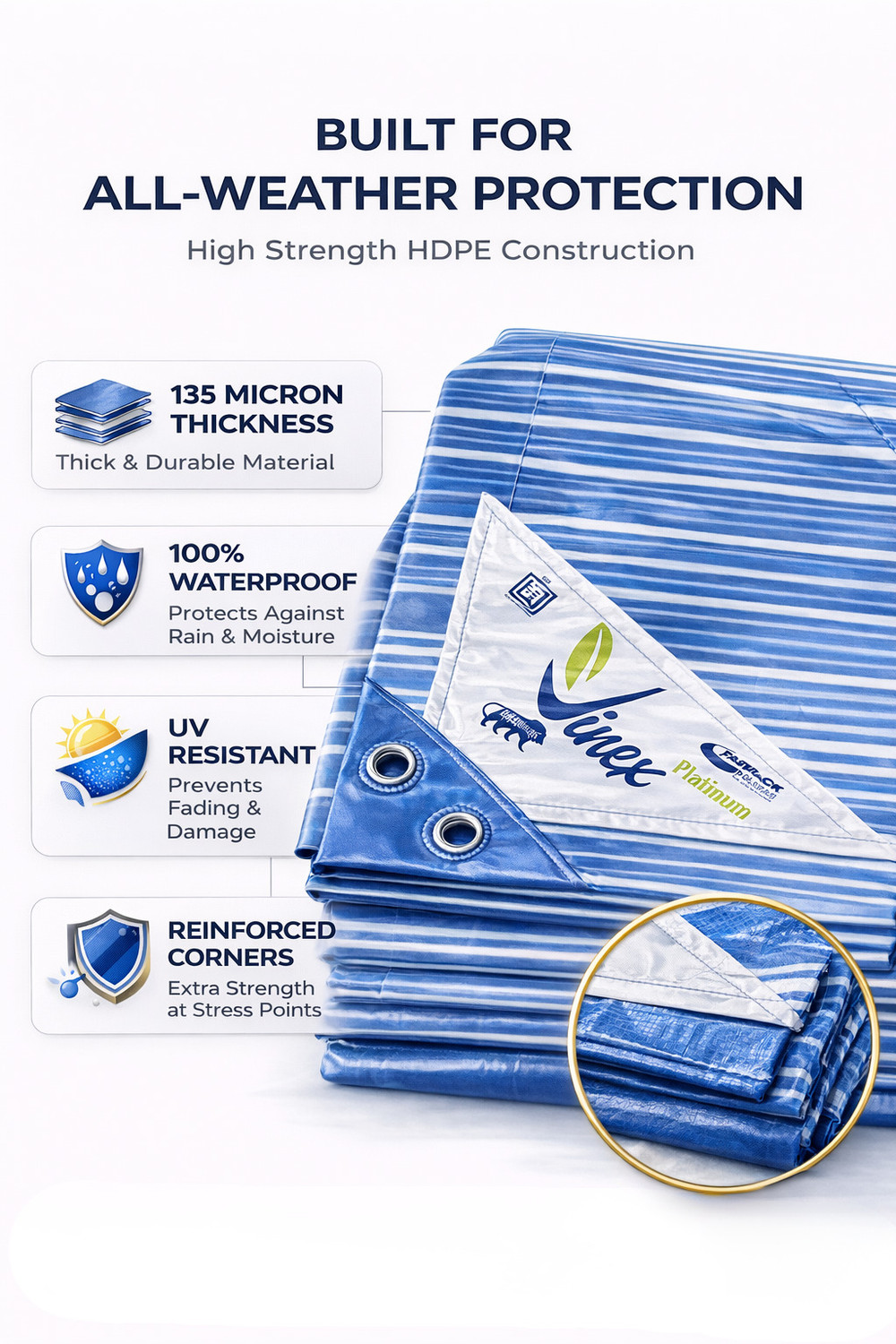 Image of Vinex 24ft X 18ft, 135 Microns | WaterProof Tadpati | Tarpaulin sheet Tent - For Camping