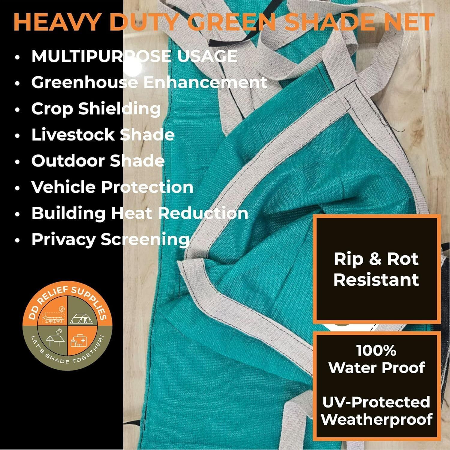 Image of DDRS 6x18Ft 90% UV Sun Protection Net, Green House, Balcony, Fences, Garden Netting Tent - For Heavy Duty Green Shade Net
