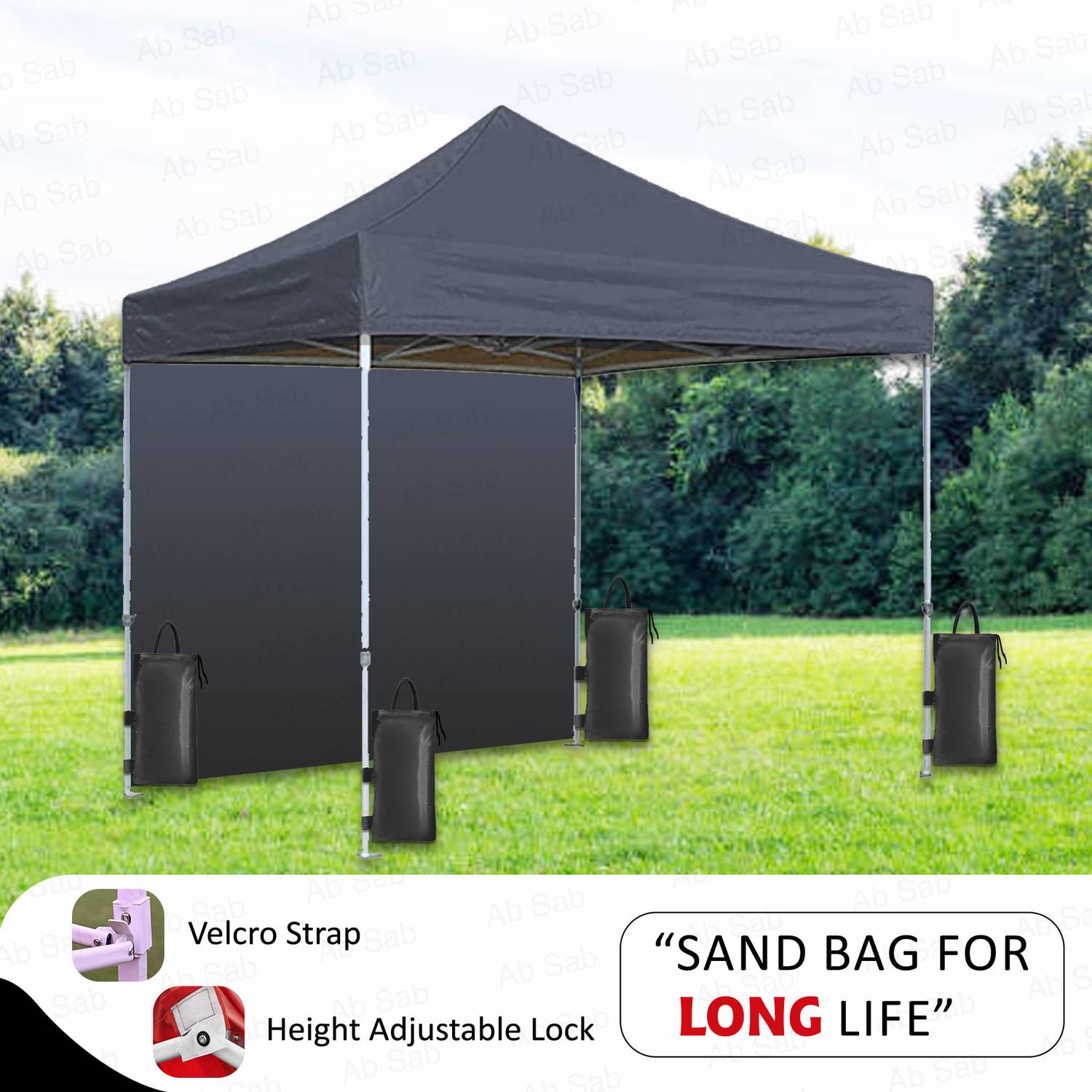 Ab Sab 6.5x6.5 ft Black Gazebo Tent - Image 4