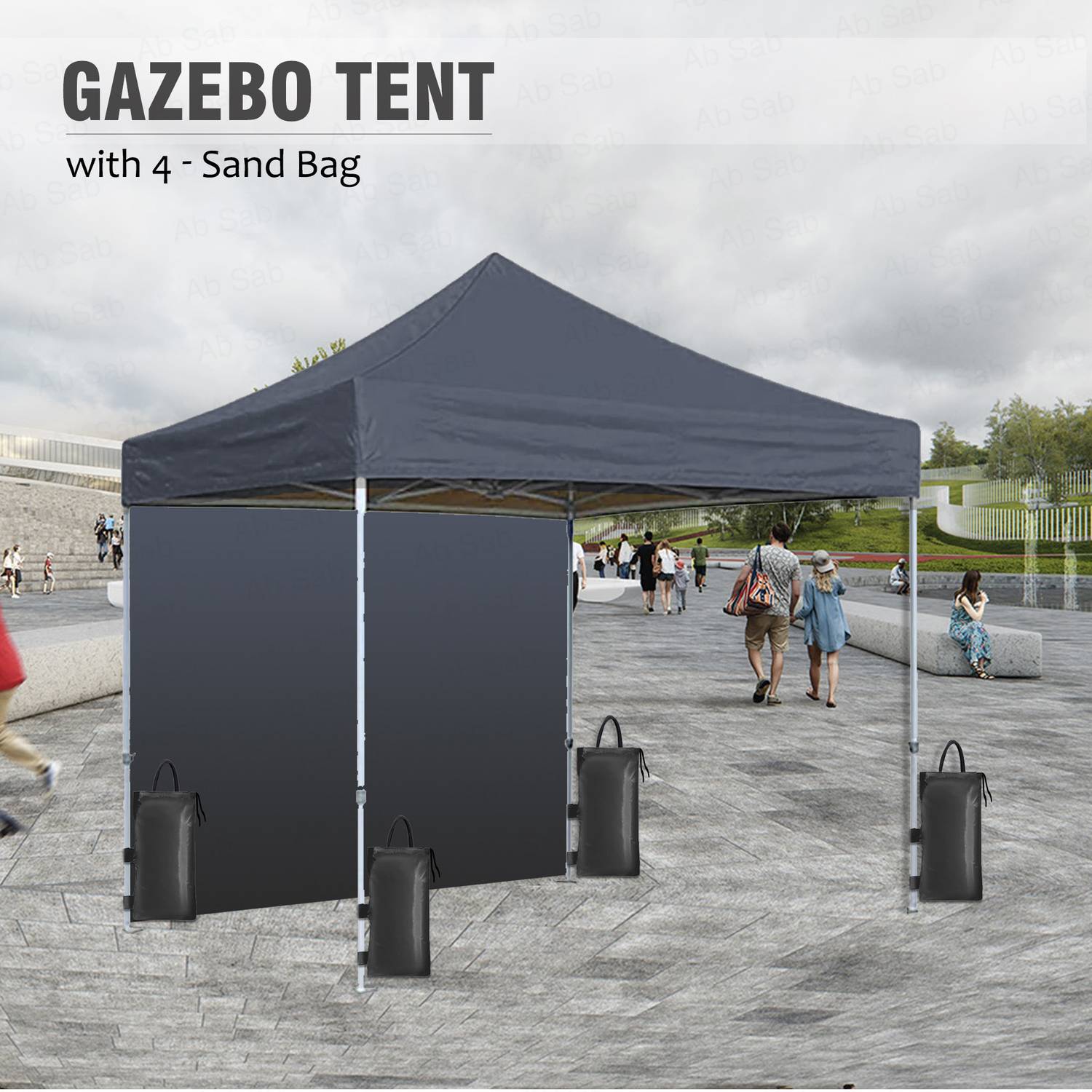Ab Sab 6.5x6.5 ft Black Gazebo Tent - Image 5