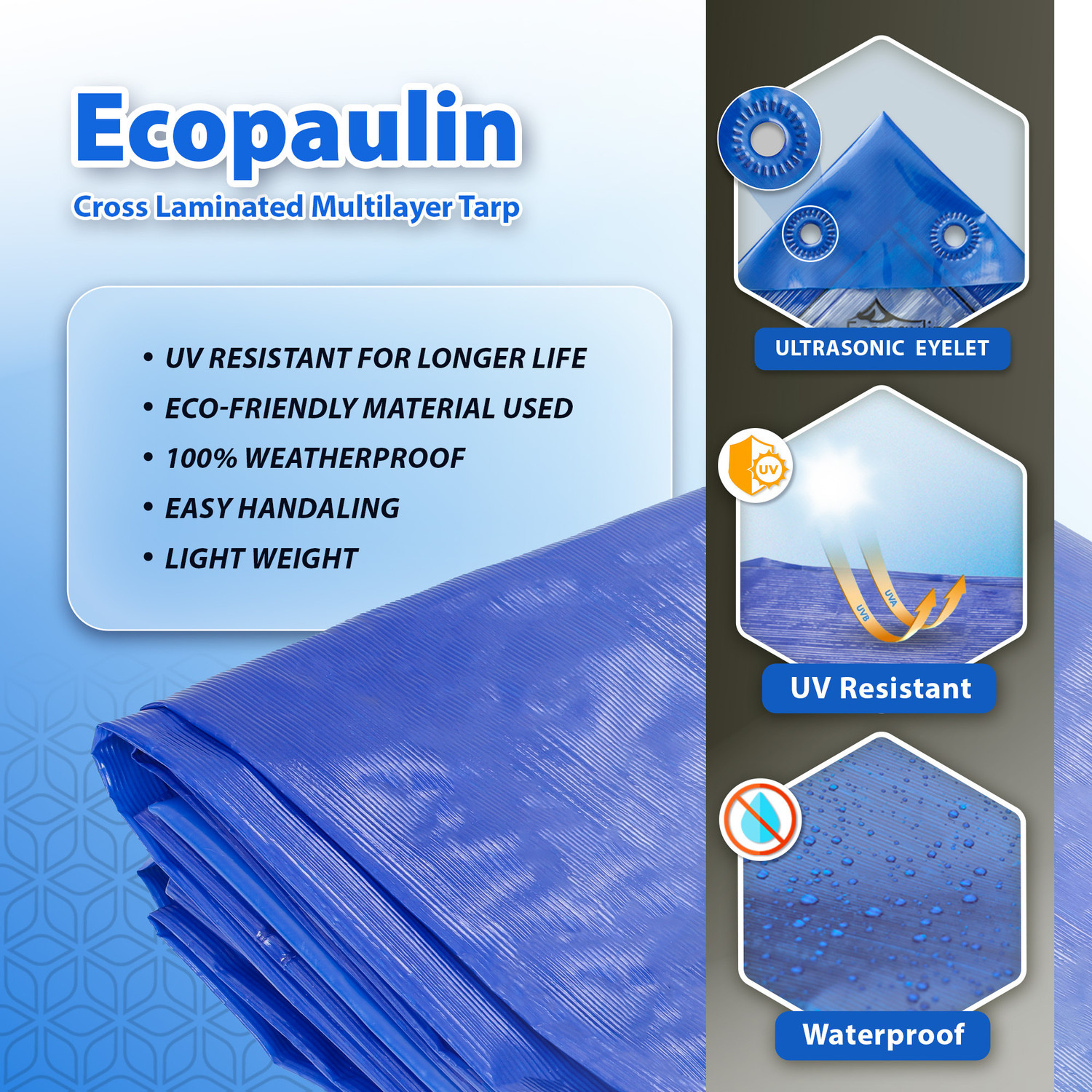 Image of Tandhan Ecopaulin Cross Laminated Multilayer Eco-friendly 24 X 18 FT Tarpaulin Tirpal Tent - For Multipurpose Heavy Duty Waterproof Poly Tadpatri 150 Gsm Plastic Cover Tharpai
