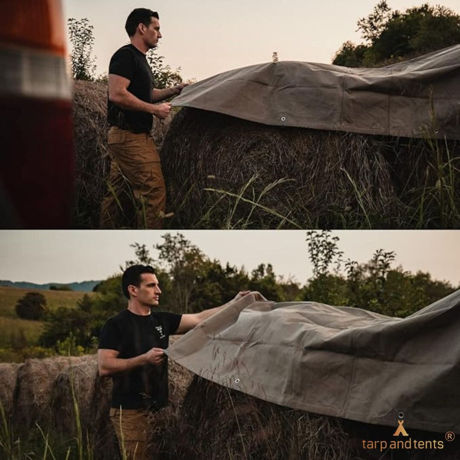 Image of Tarp and Tents Canvas Tarpaulin 12x15ft - 610 GSM Heavy Duty Waterproof Cover Tent - For Outdoor use, tent, farm equipment, construction sites, and rain protection