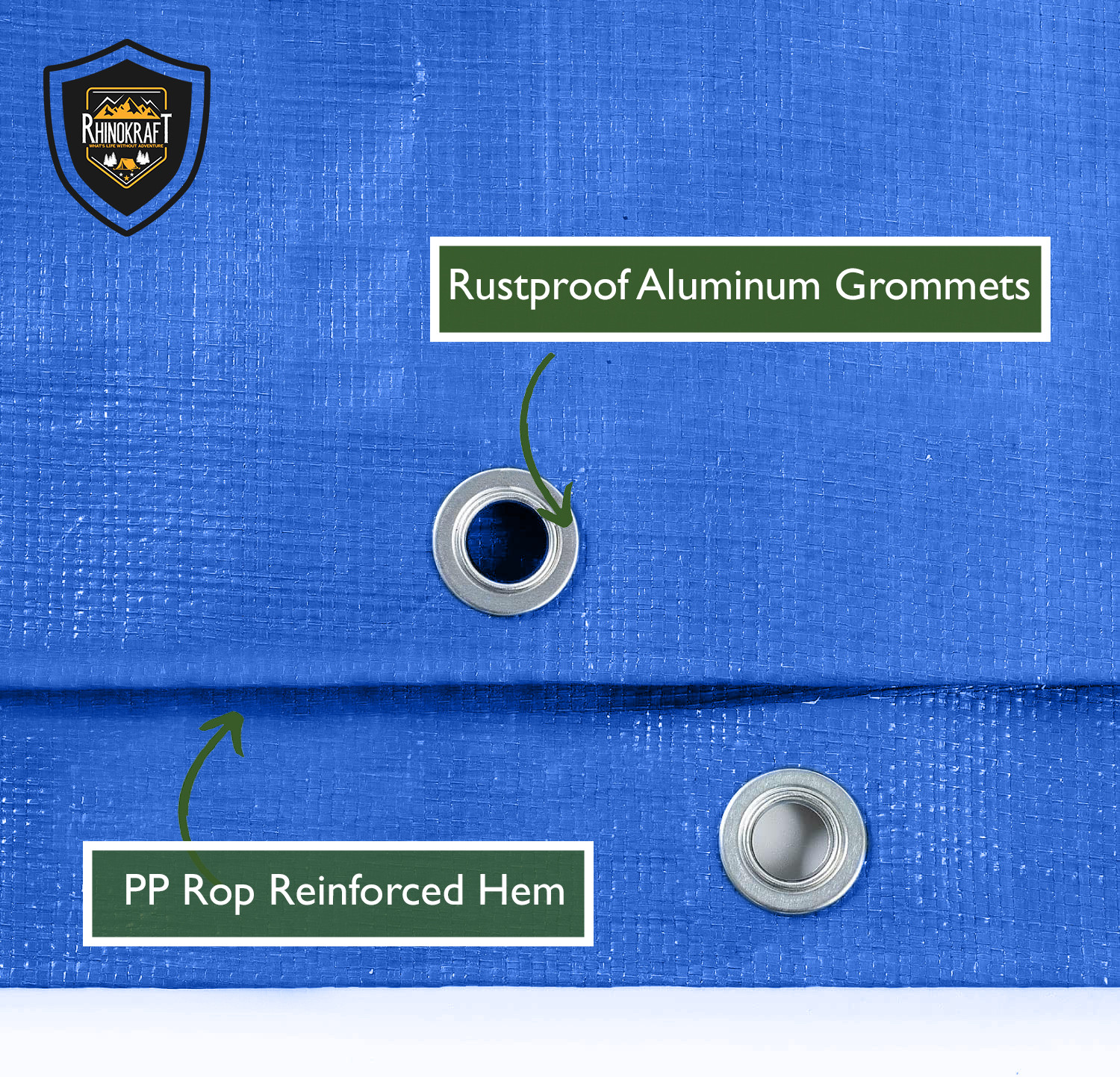 Image of RHINOKraft 18ft x 12ft, 130 GSM | Water Proof Tarpaulin Sheet for Garden use Tent - For Camping, Construction Sites, Transportation Covers, Temporary Shelters