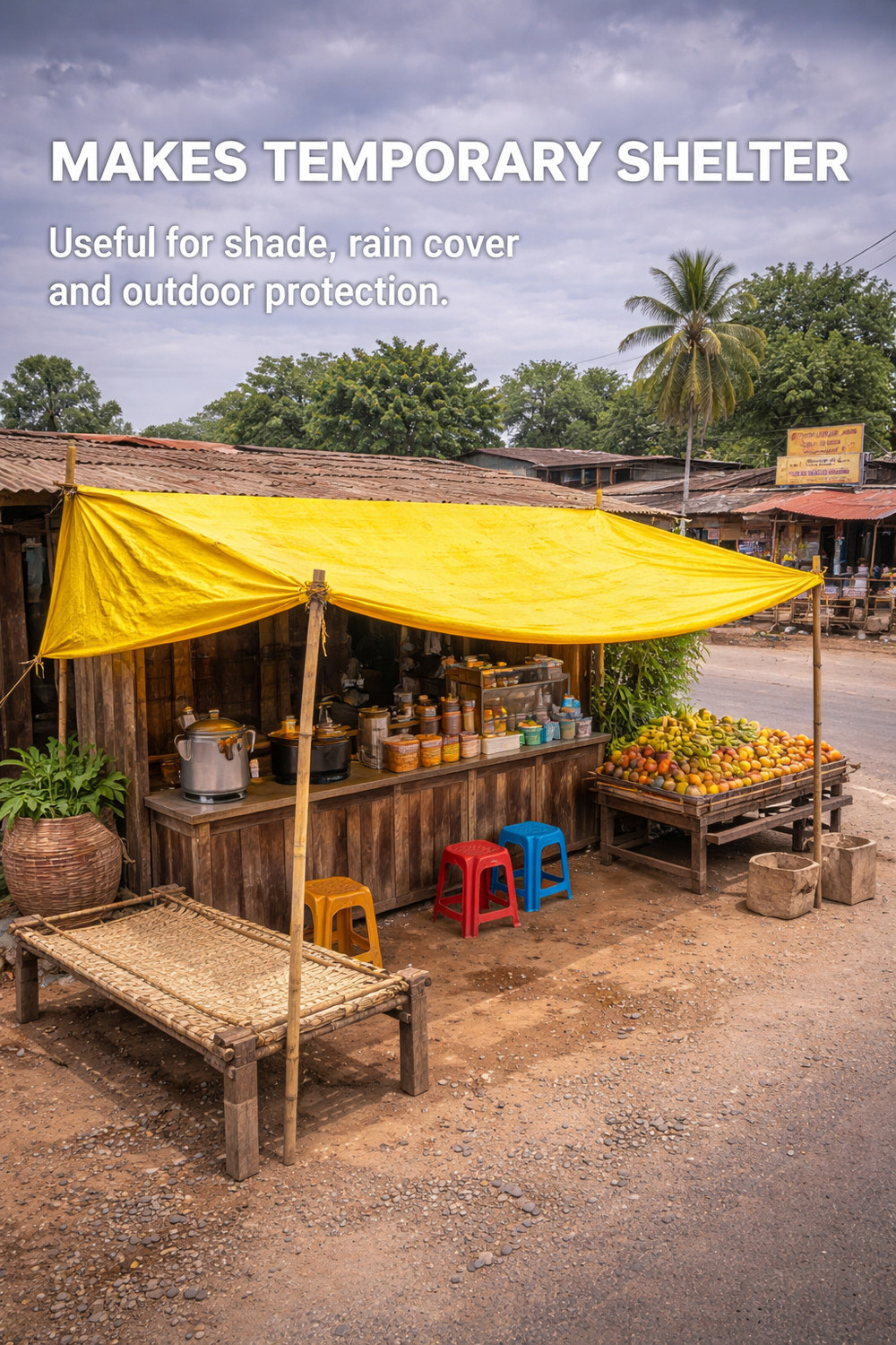 Image of RHINOKraft 12 Ft X 12 Ft, 120 GSM waterproof Tarpaulin Sheet, Tirpal, Heavy Duty Tent - For Transportation Cover