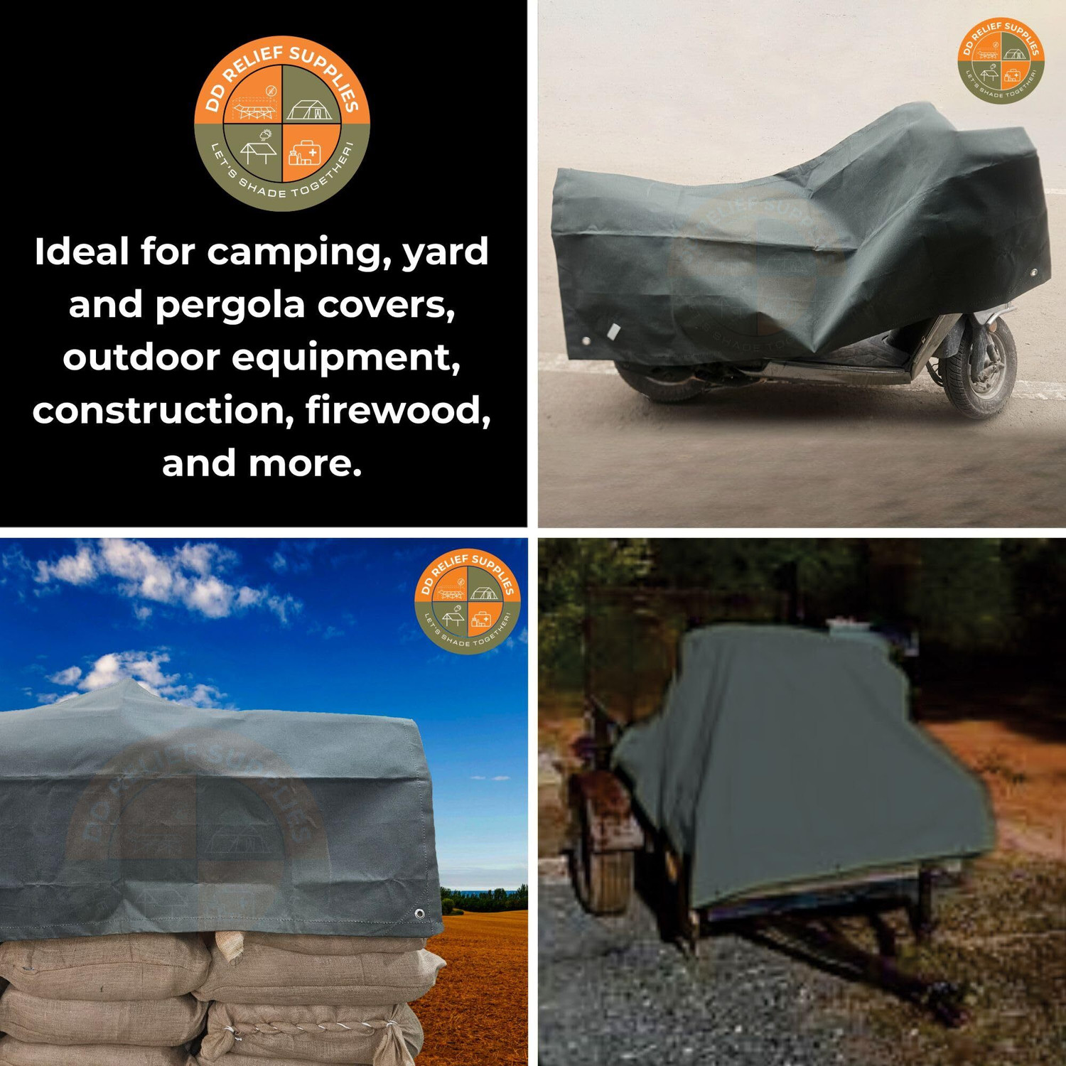 Image of DDRS 430GSM-36X18 FT Waterproof-Canvas-Tarpaulin-HeavyDuty Tent - For Outdoor, construction, camping, truck cover, roof cover, garden