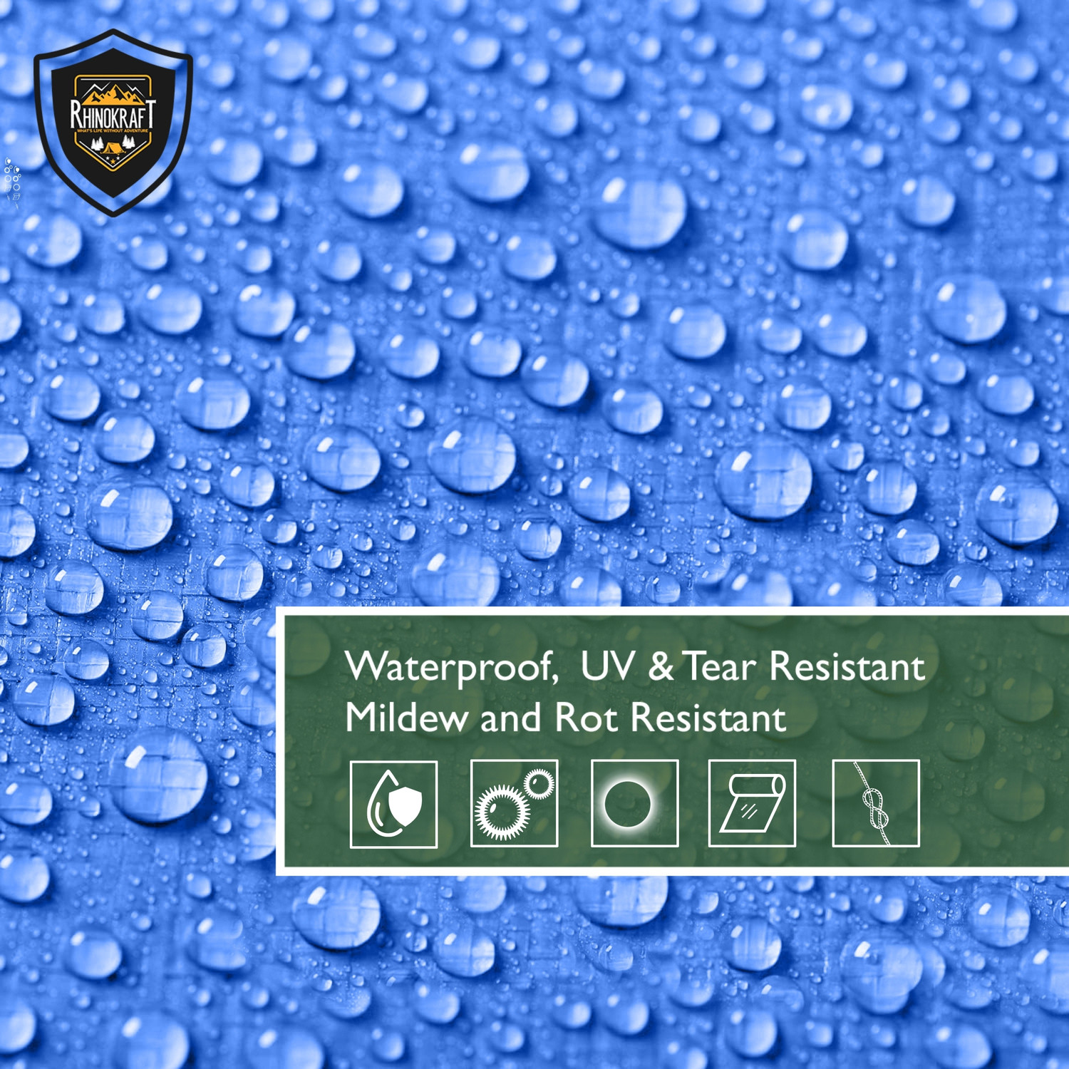 Image of RHINOKraft 18ft x 12ft, 130 GSM | Water Proof Tarpaulin Sheet for Garden use Tent - For Camping, Construction Sites, Transportation Covers, Temporary Shelters